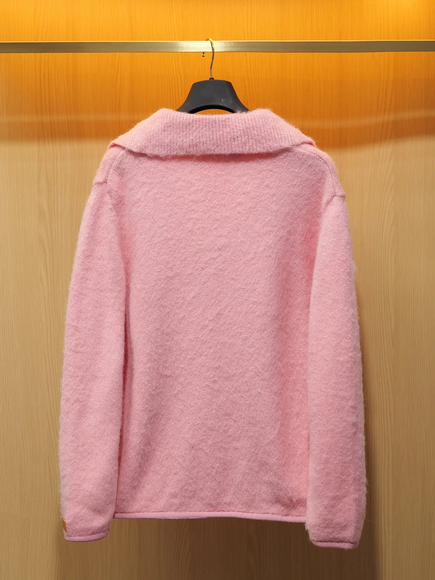 Brushed Knit Pullover with Leather Trim D30521416 — view 2