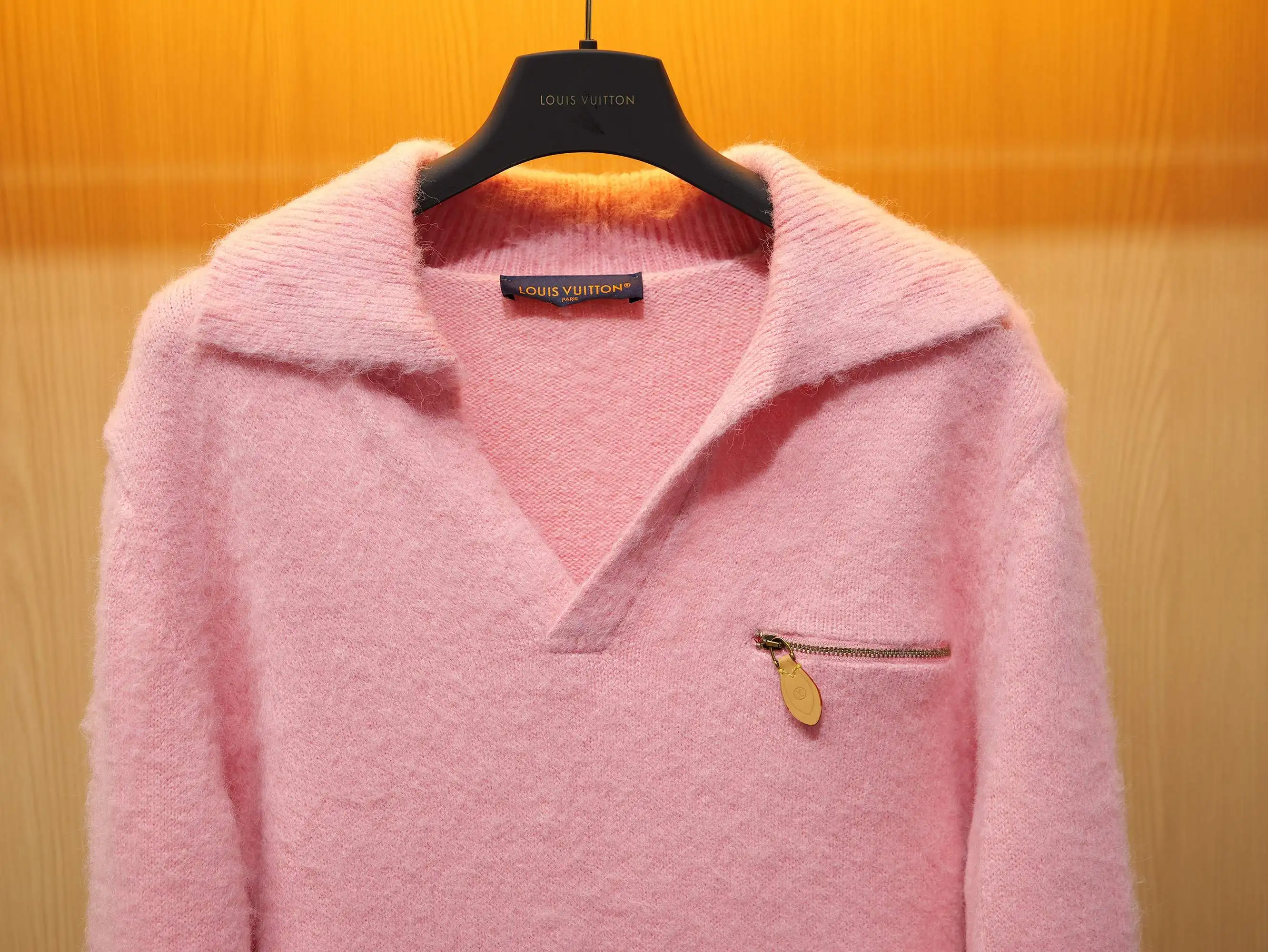 Brushed Knit Pullover with Leather Trim D30521416 — view 3