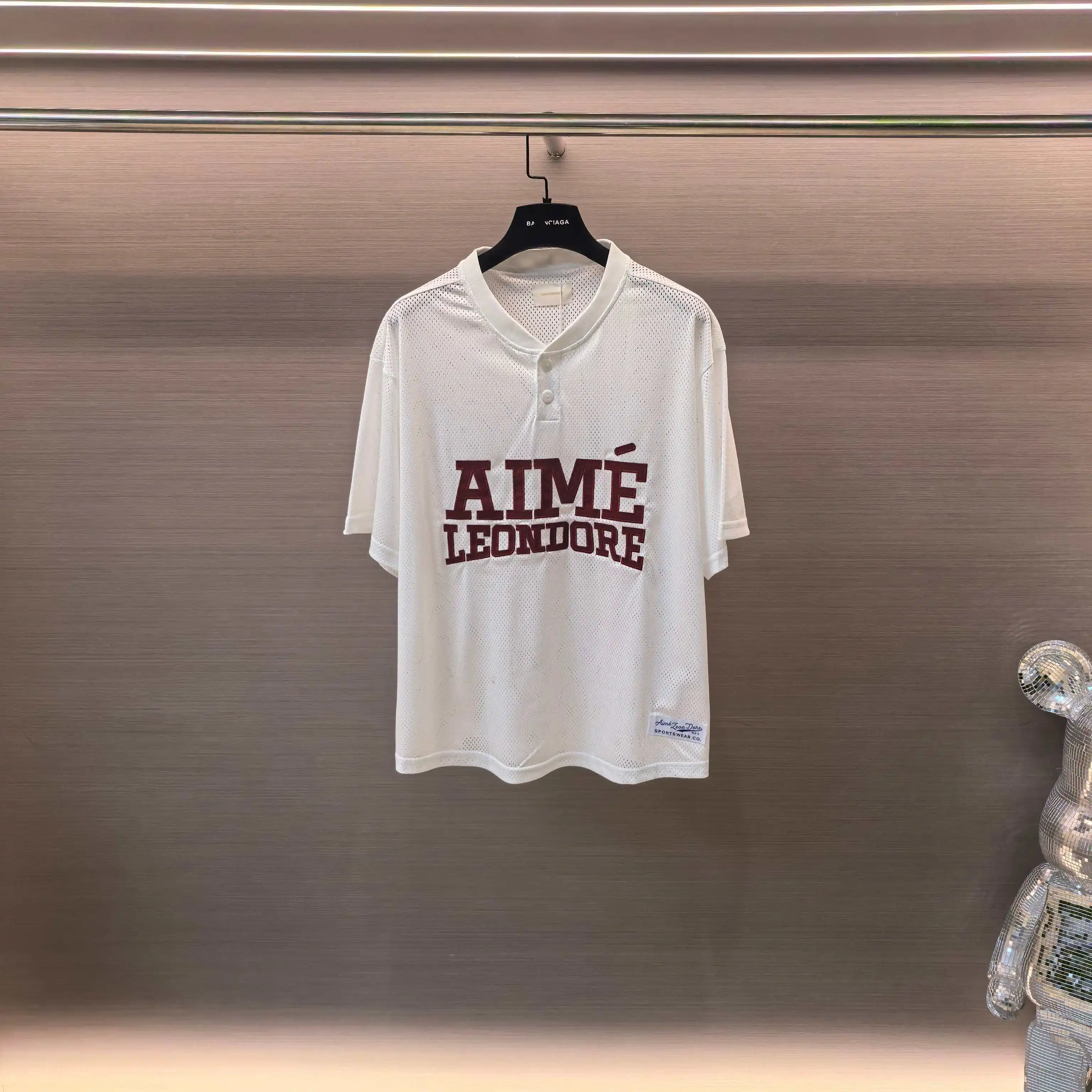 Logo-Print Mesh Henley T-Shirt D13522464 — view 2