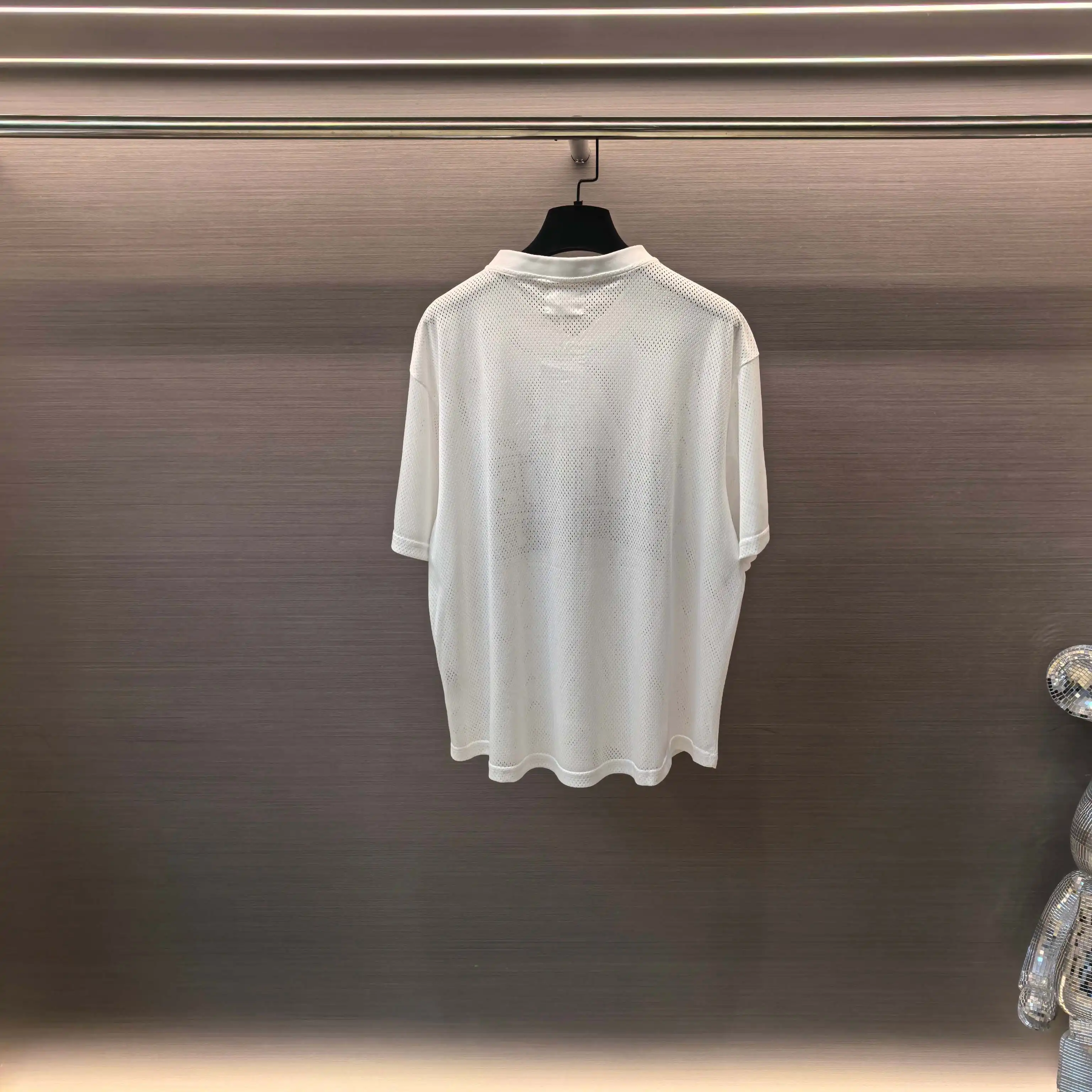 Logo-Print Mesh Henley T-Shirt D13522464 — view 3