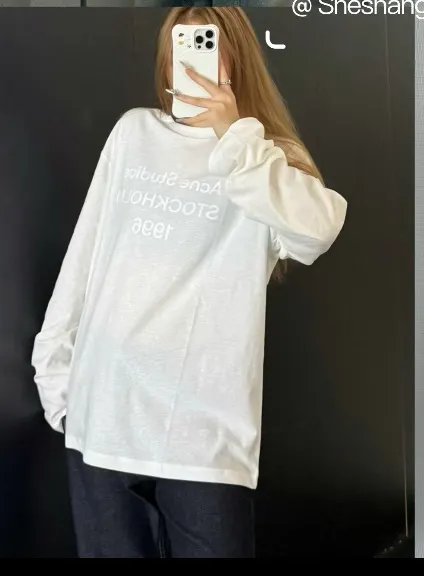1996 Logo-Print Linen-Blend Long-Sleeve T-Shirt D14022460 — view 2