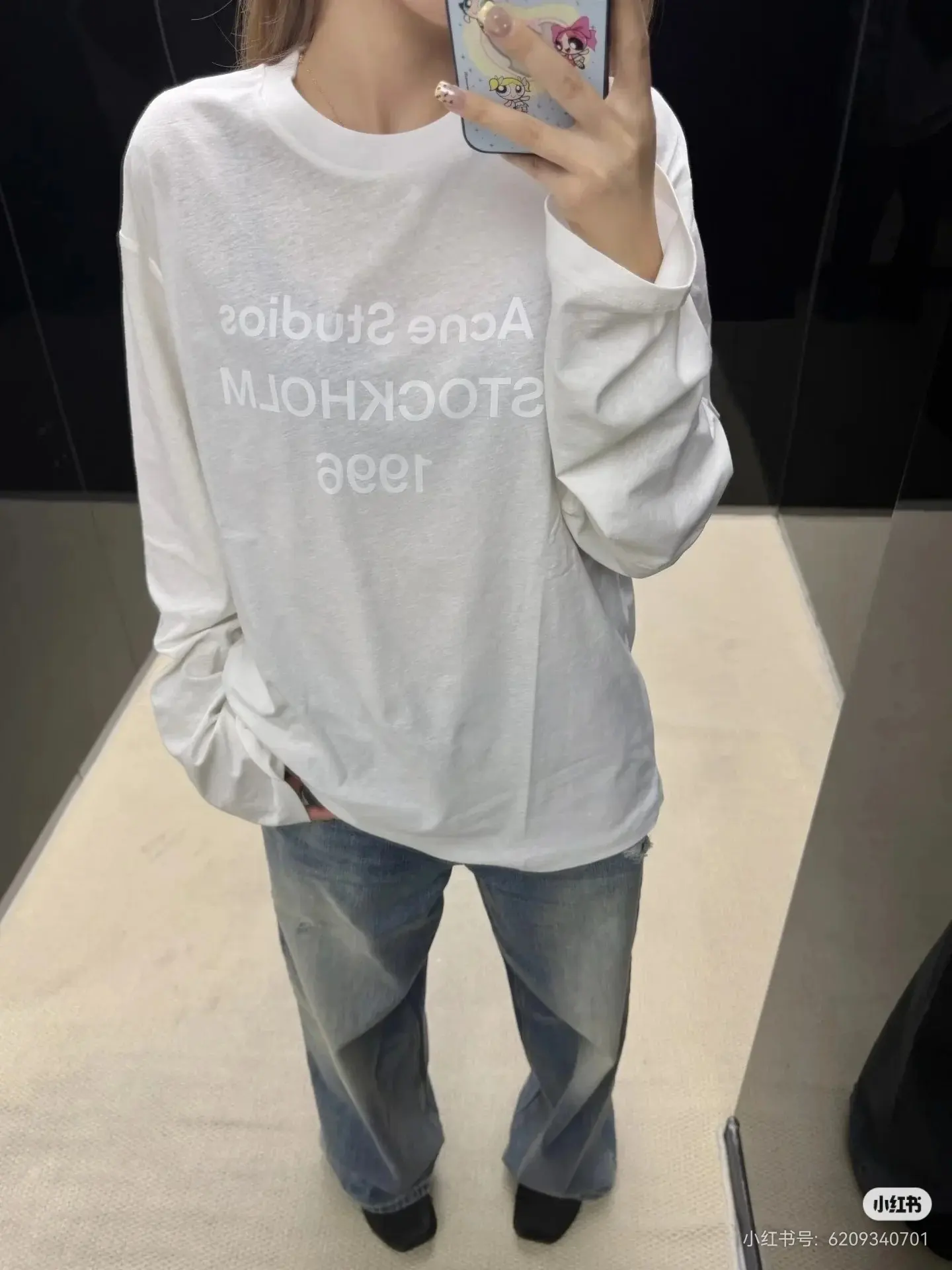 1996 Logo-Print Linen-Blend Long-Sleeve T-Shirt D14022460 — view 3