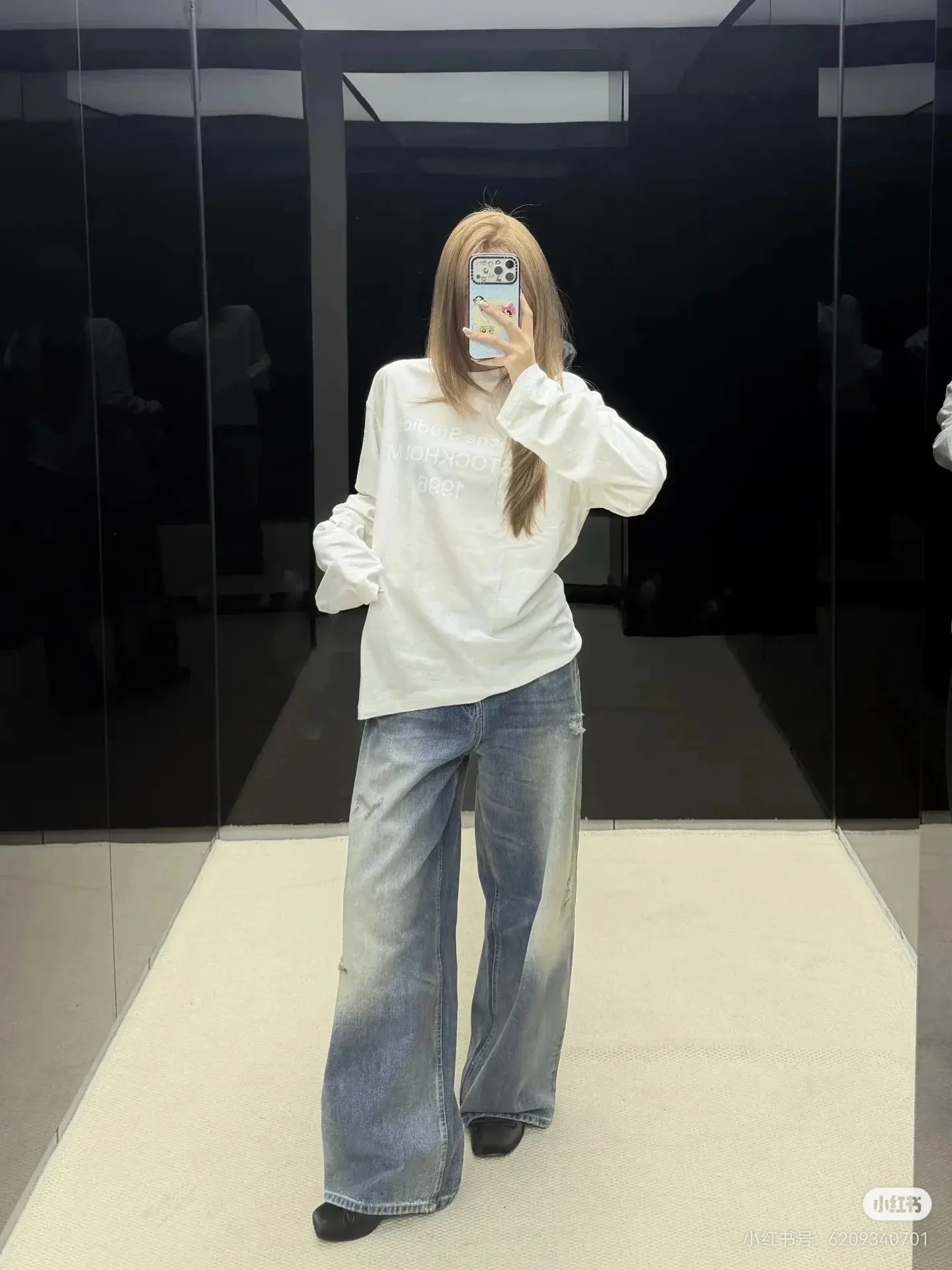 1996 Logo-Print Linen-Blend Long-Sleeve T-Shirt D14022460 — view 5