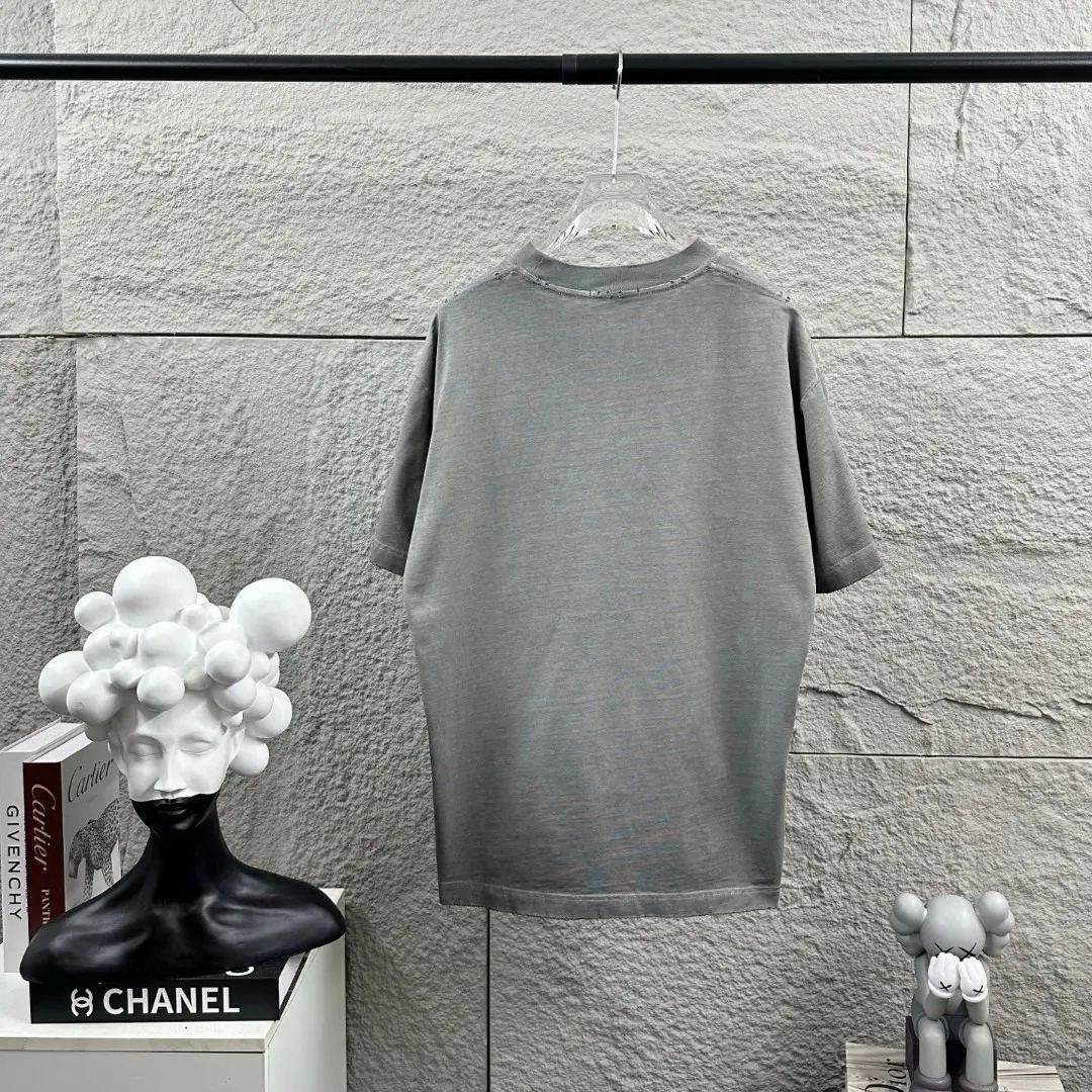 Logo-Flocked Distressed Cotton T-Shirt D14512081 — view 3
