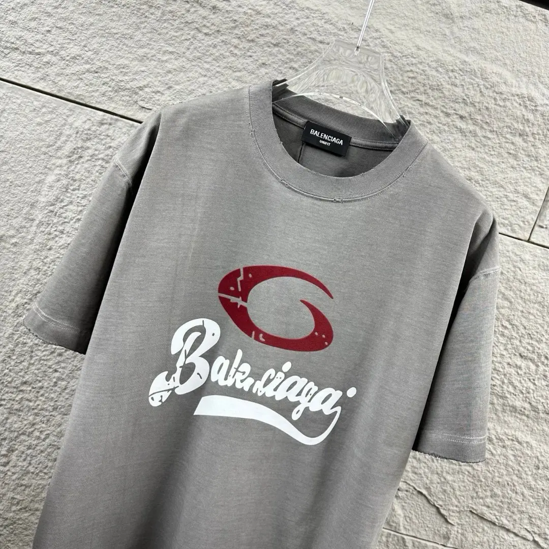 Logo-Flocked Distressed Cotton T-Shirt D14512081 — view 4