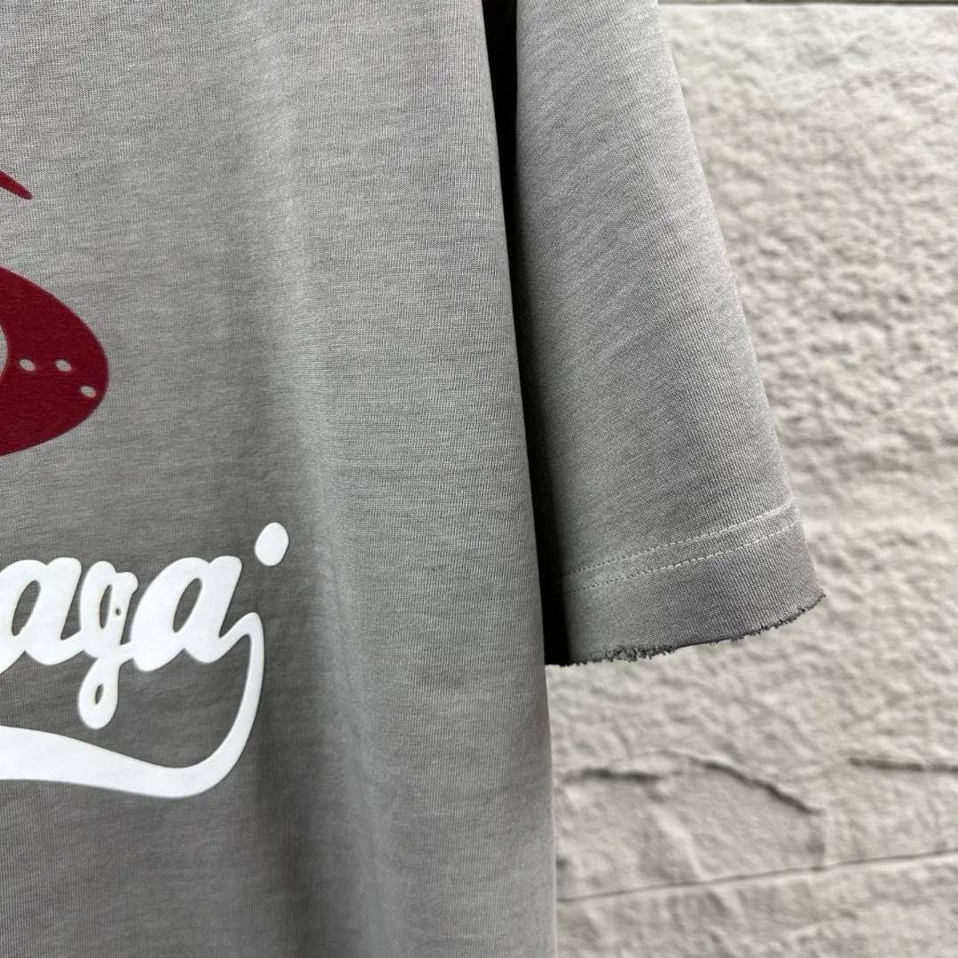 Logo-Flocked Distressed Cotton T-Shirt D14512081 — view 5
