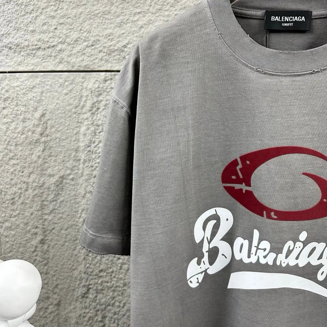 Logo-Flocked Distressed Cotton T-Shirt D14512081 — view 6