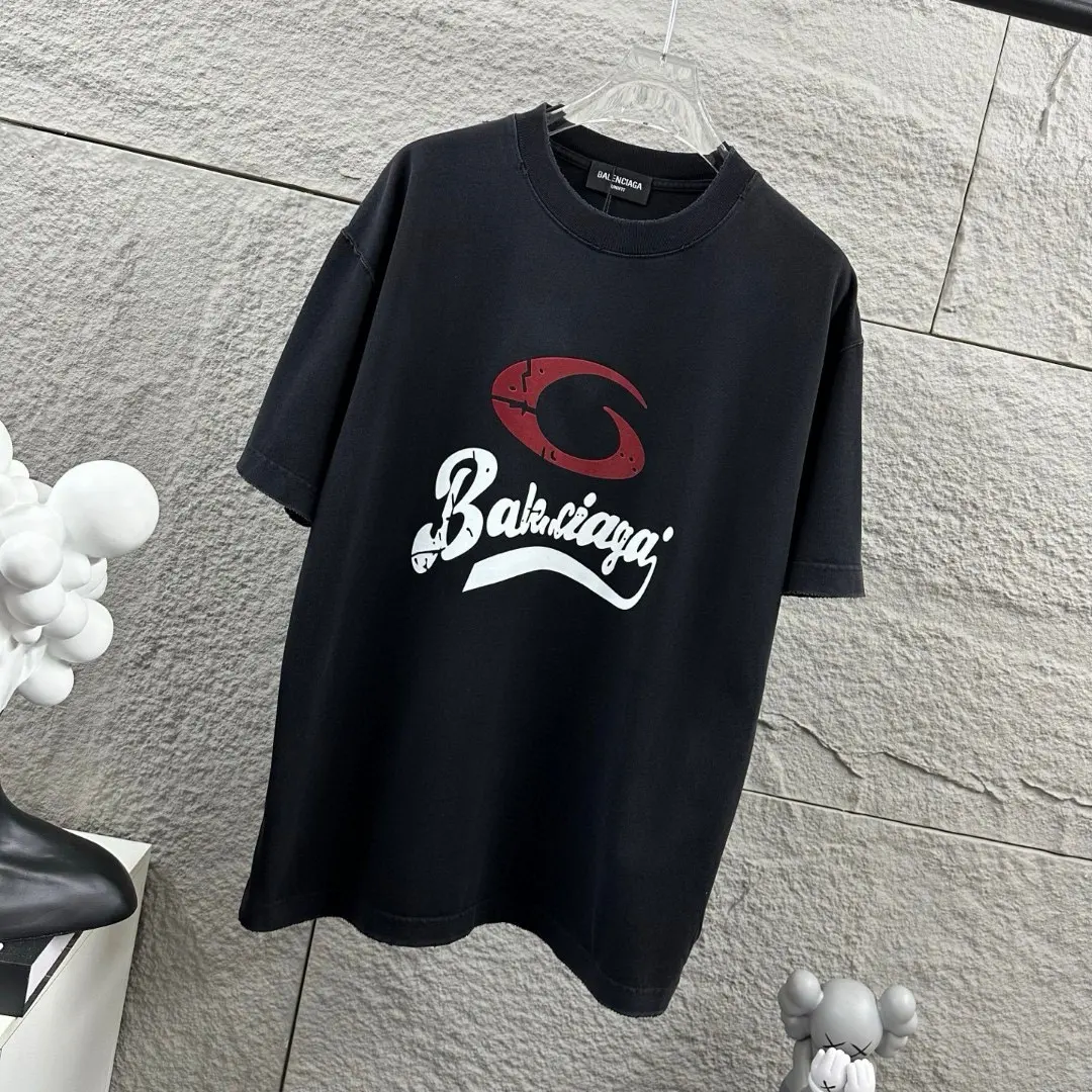 Distressed Flocked Logo Cotton T-Shirt D14512084 — view 2