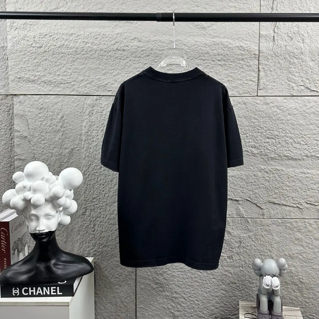 Distressed Flocked Logo Cotton T-Shirt D14512084 — view 6