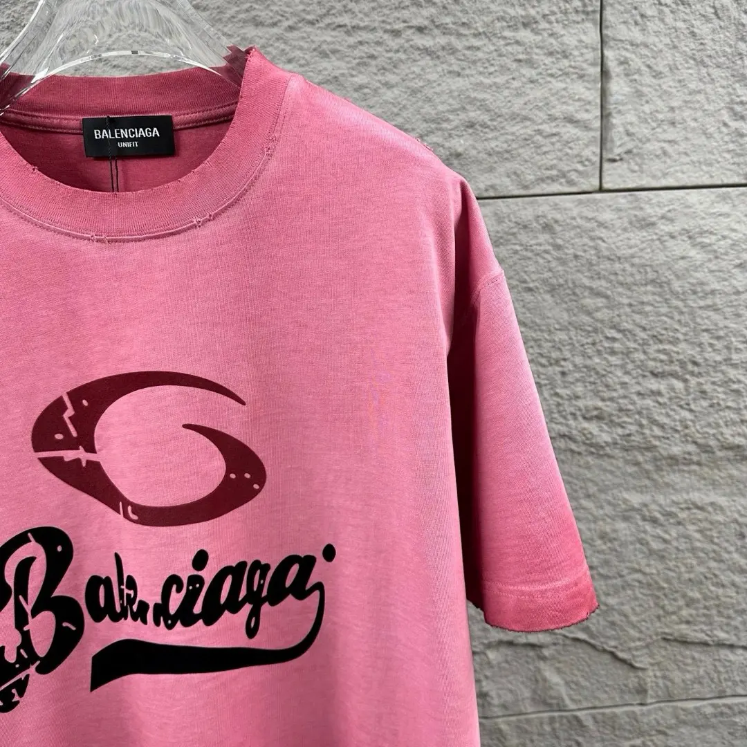 Logo Flocked Distressed Cotton T-Shirt D14512082 — view 8