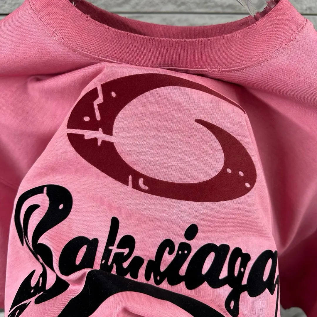 Logo Flocked Distressed Cotton T-Shirt D14512082 — view 9