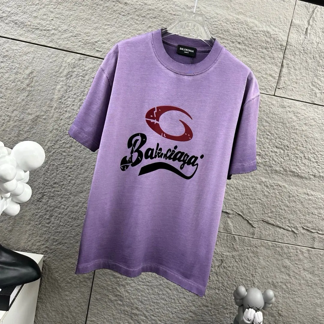 Distressed Flocked Logo Cotton T-Shirt D14512083 — view 2