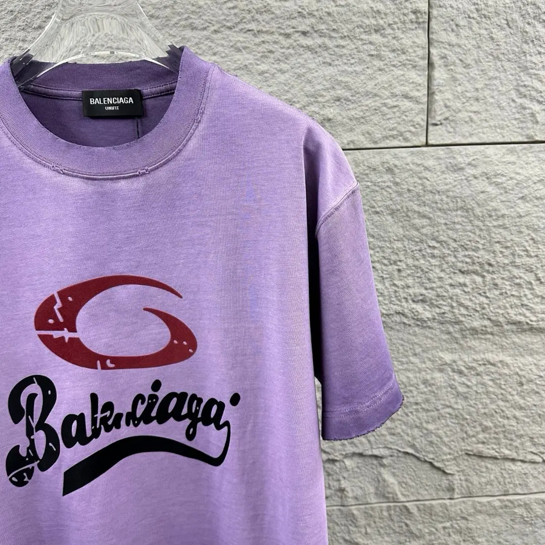 Distressed Flocked Logo Cotton T-Shirt D14512083 — view 3