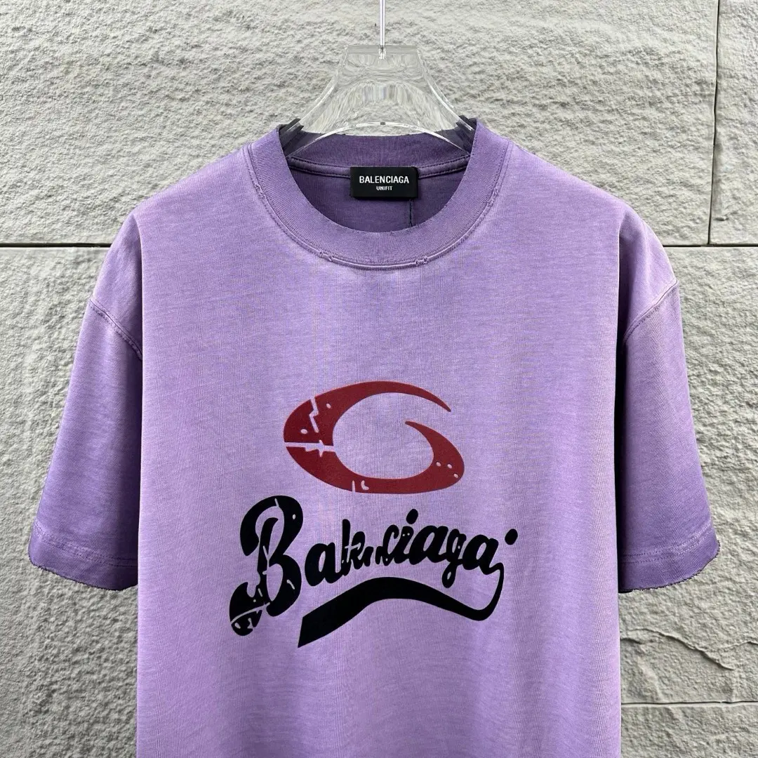 Distressed Flocked Logo Cotton T-Shirt D14512083 — view 6