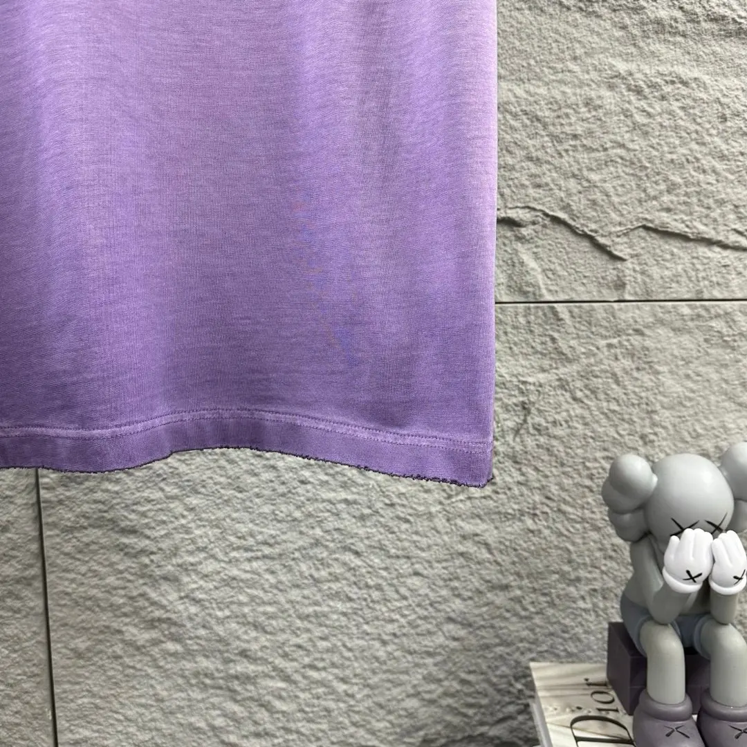 Distressed Flocked Logo Cotton T-Shirt D14512083 — view 7