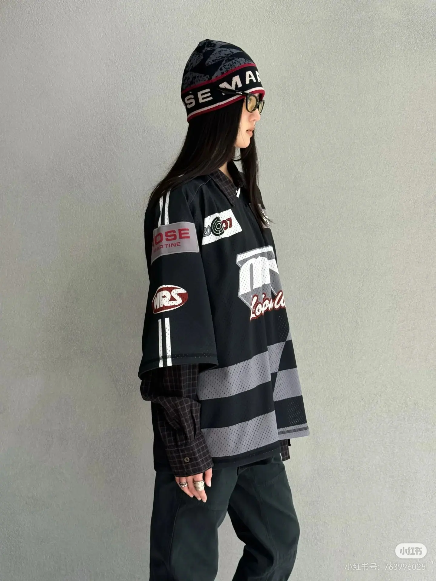 Oversized Striped Mesh Football Jersey D14522492 — view 2