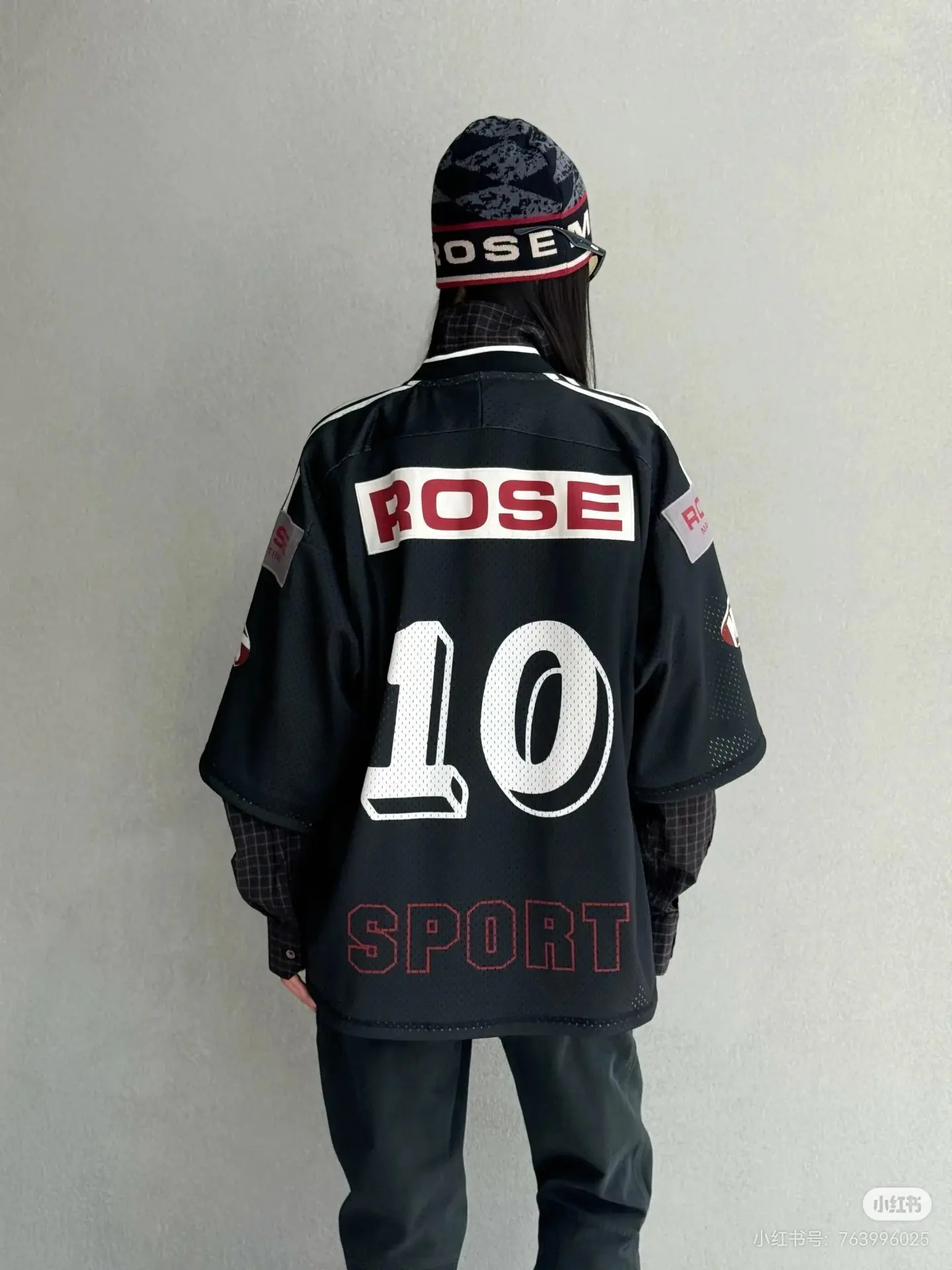 Oversized Striped Mesh Football Jersey D14522492 — view 3