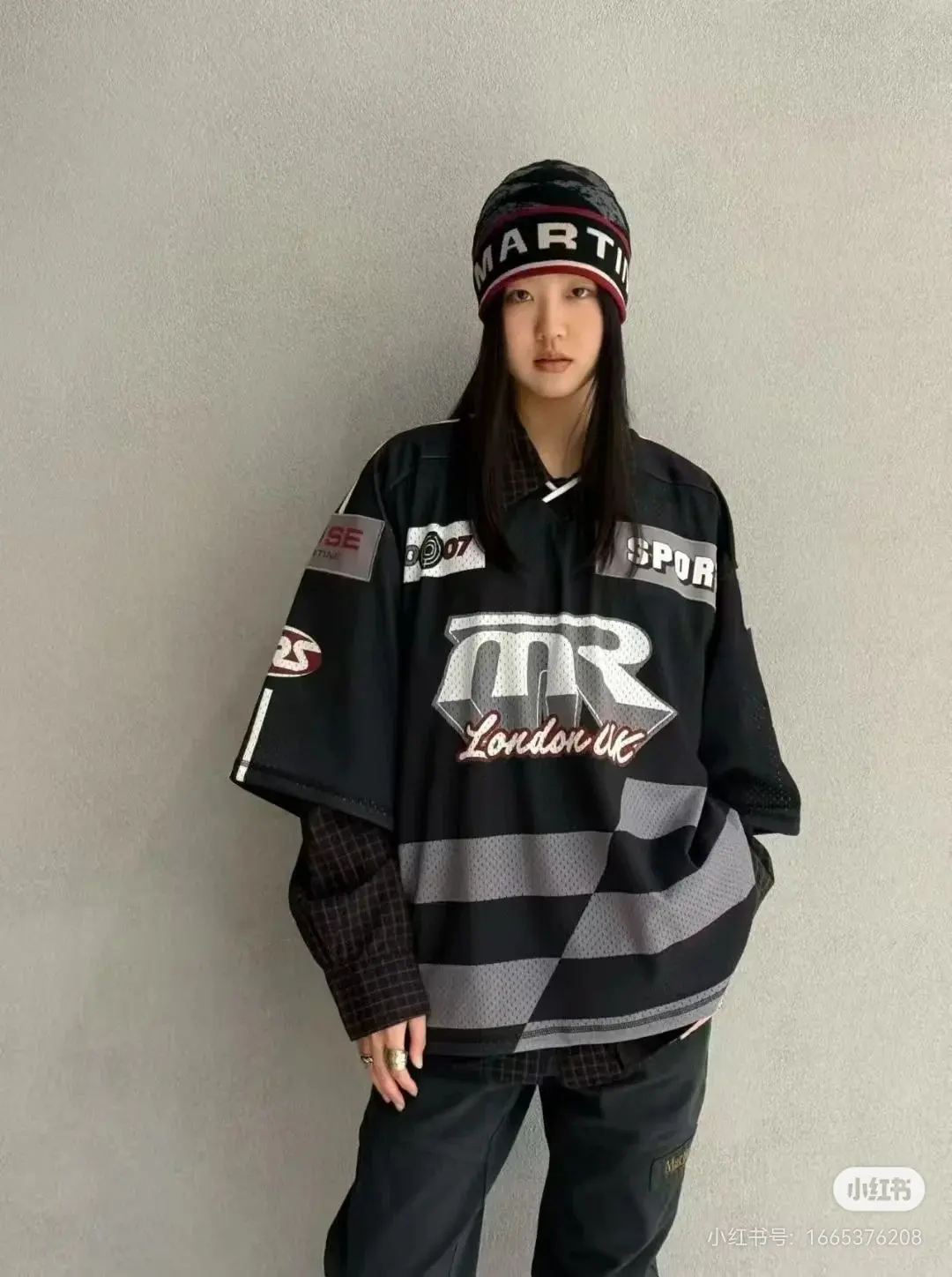 Oversized Striped Mesh Football Jersey D14522492 — view 4