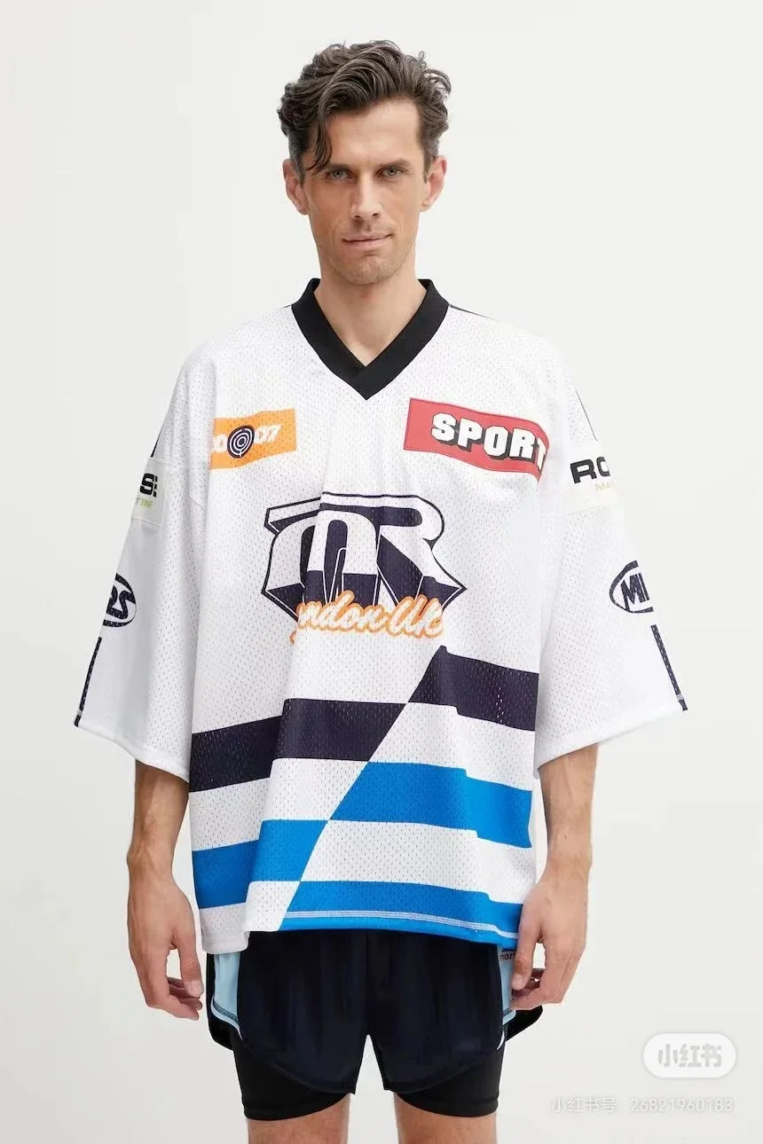 Oversized Striped Mesh Football Jersey D14522490 — view 8