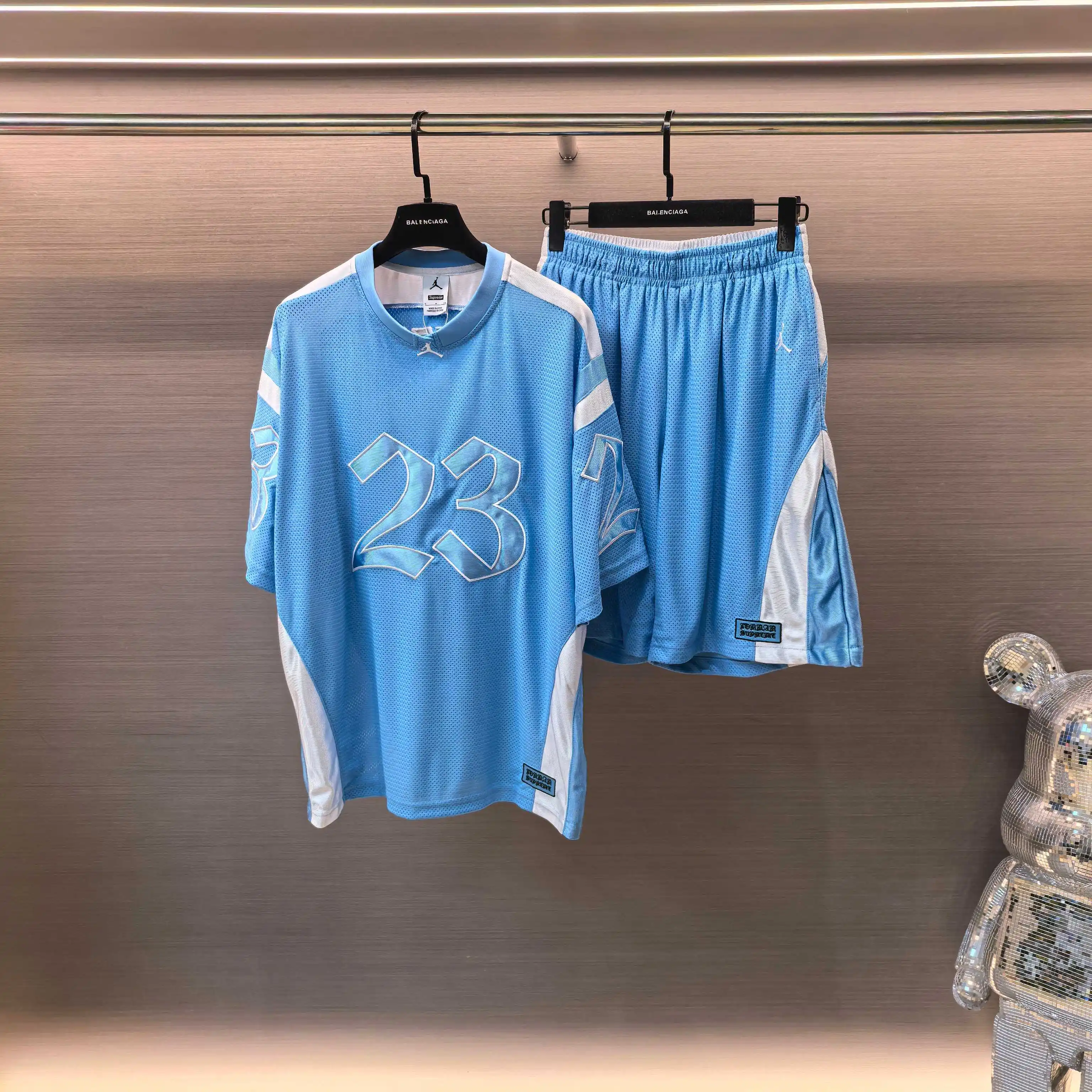 Supreme x Jordan Mesh Football Jersey and Shorts Set D14522322