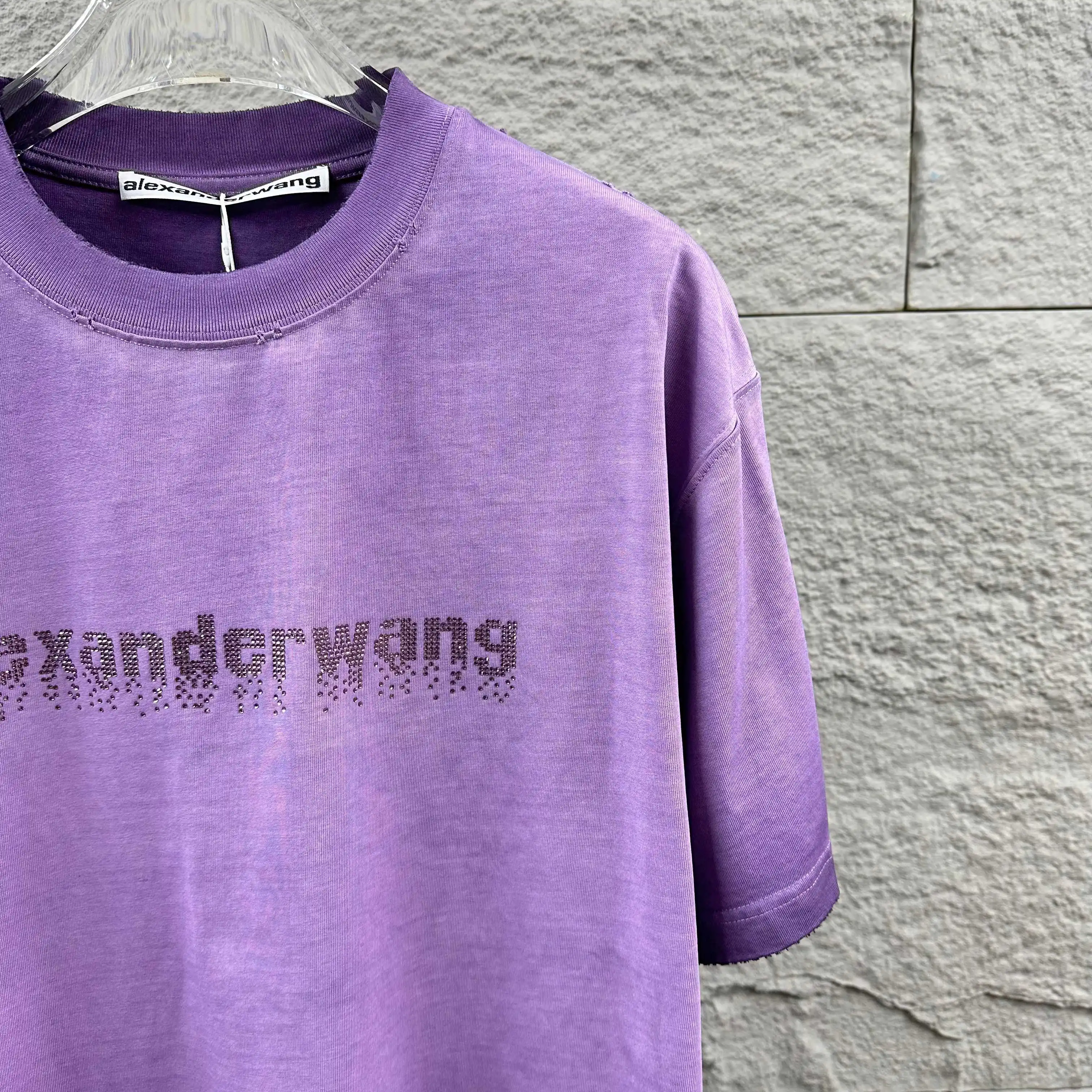 Hot-Fix Crystal Logo Washed Cotton T-Shirt D14512091 — view 4