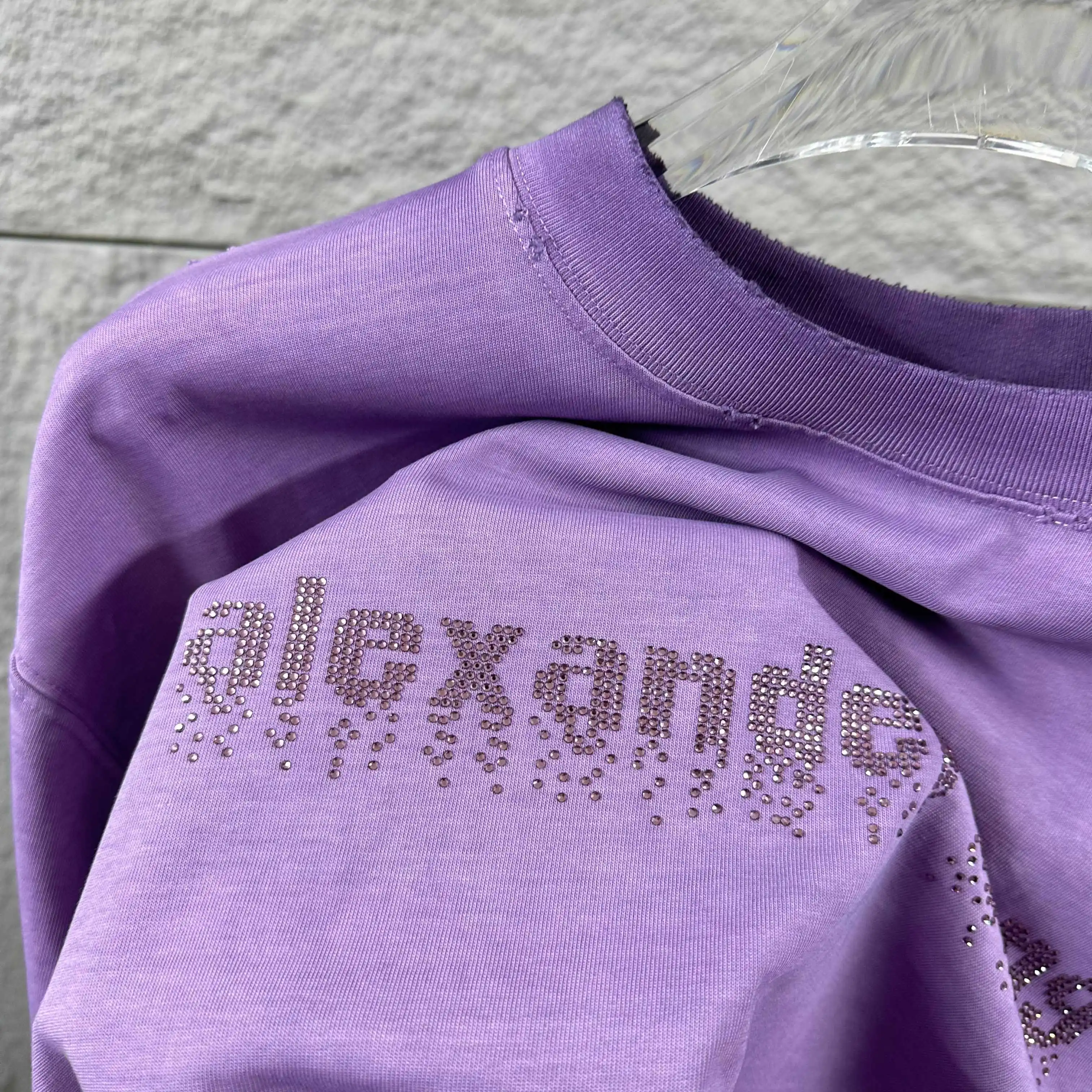 Hot-Fix Crystal Logo Washed Cotton T-Shirt D14512091 — view 6