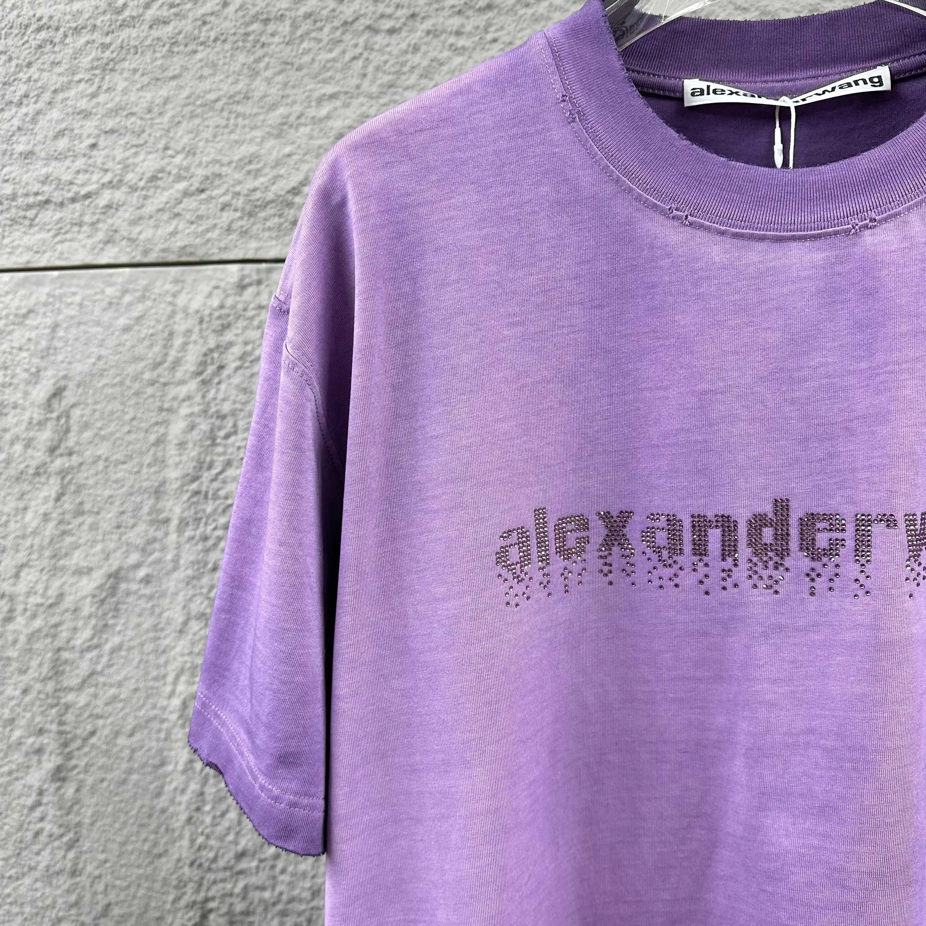 Hot-Fix Crystal Logo Washed Cotton T-Shirt D14512091 — view 7