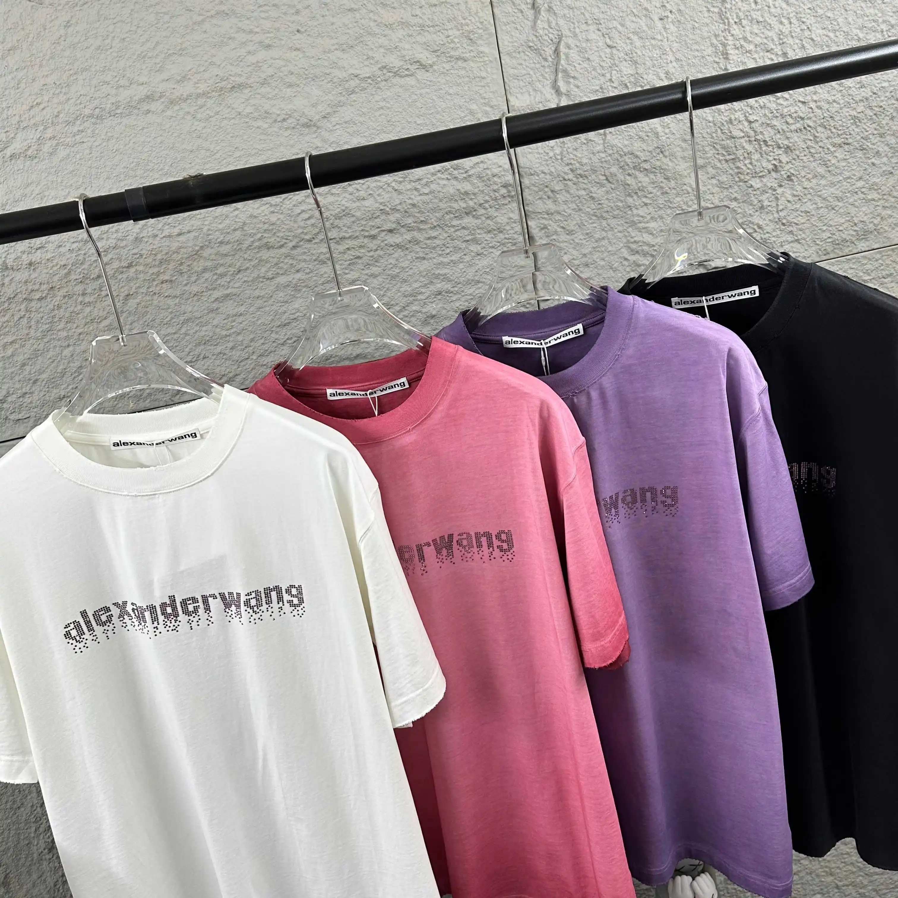 Hot-Fix Crystal Logo Washed Cotton T-Shirt D14512091 — view 9