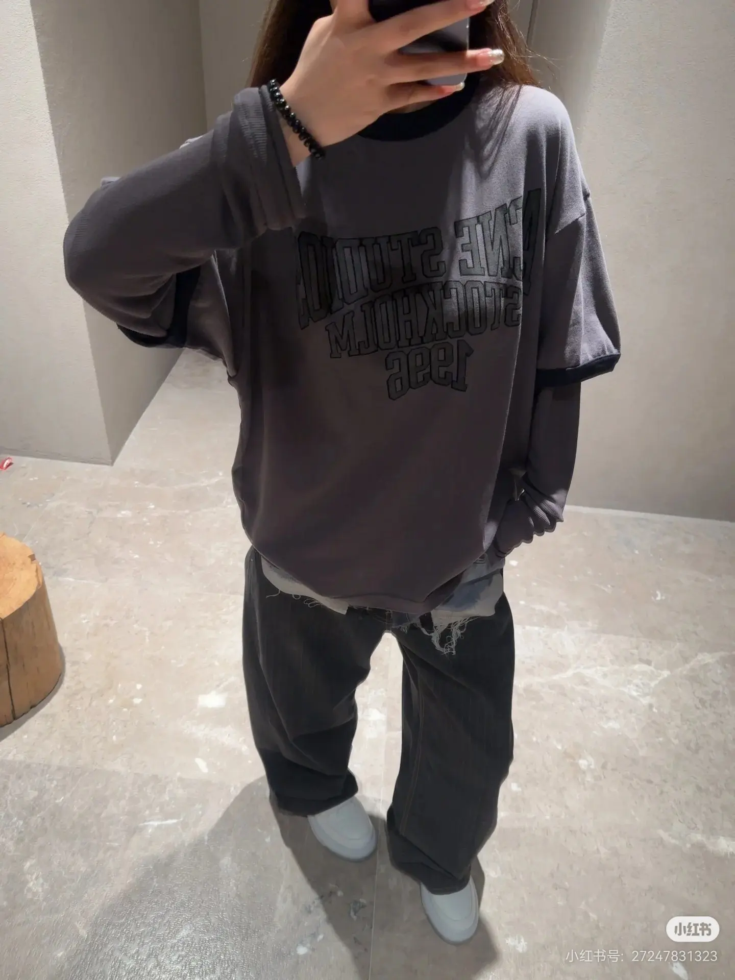 Logo Print Layered Long-Sleeve T-Shirt D15022447 — view 2