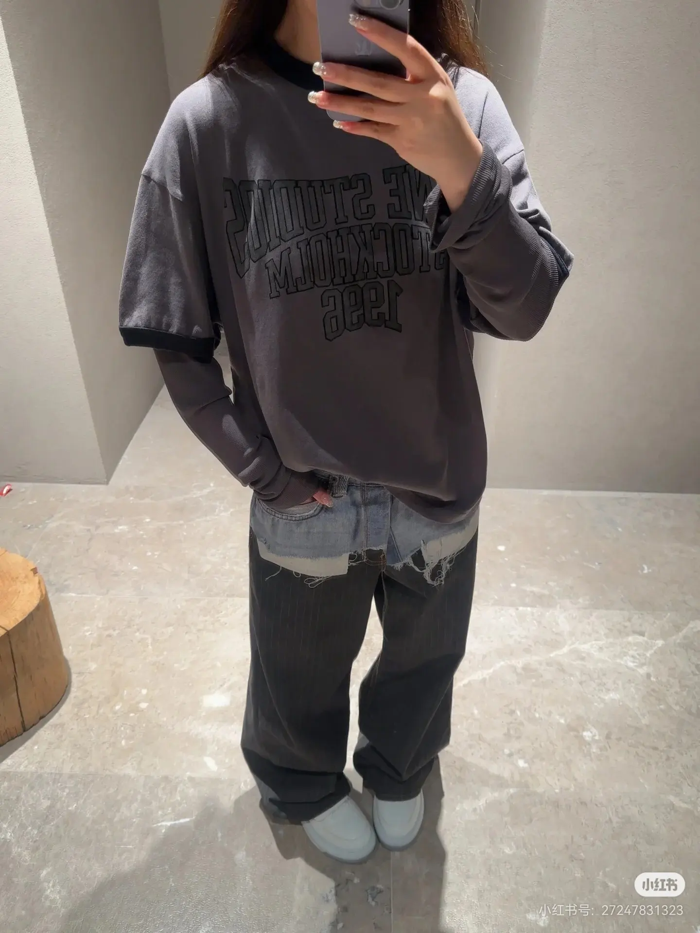 Logo Print Layered Long-Sleeve T-Shirt D15022447 — view 3