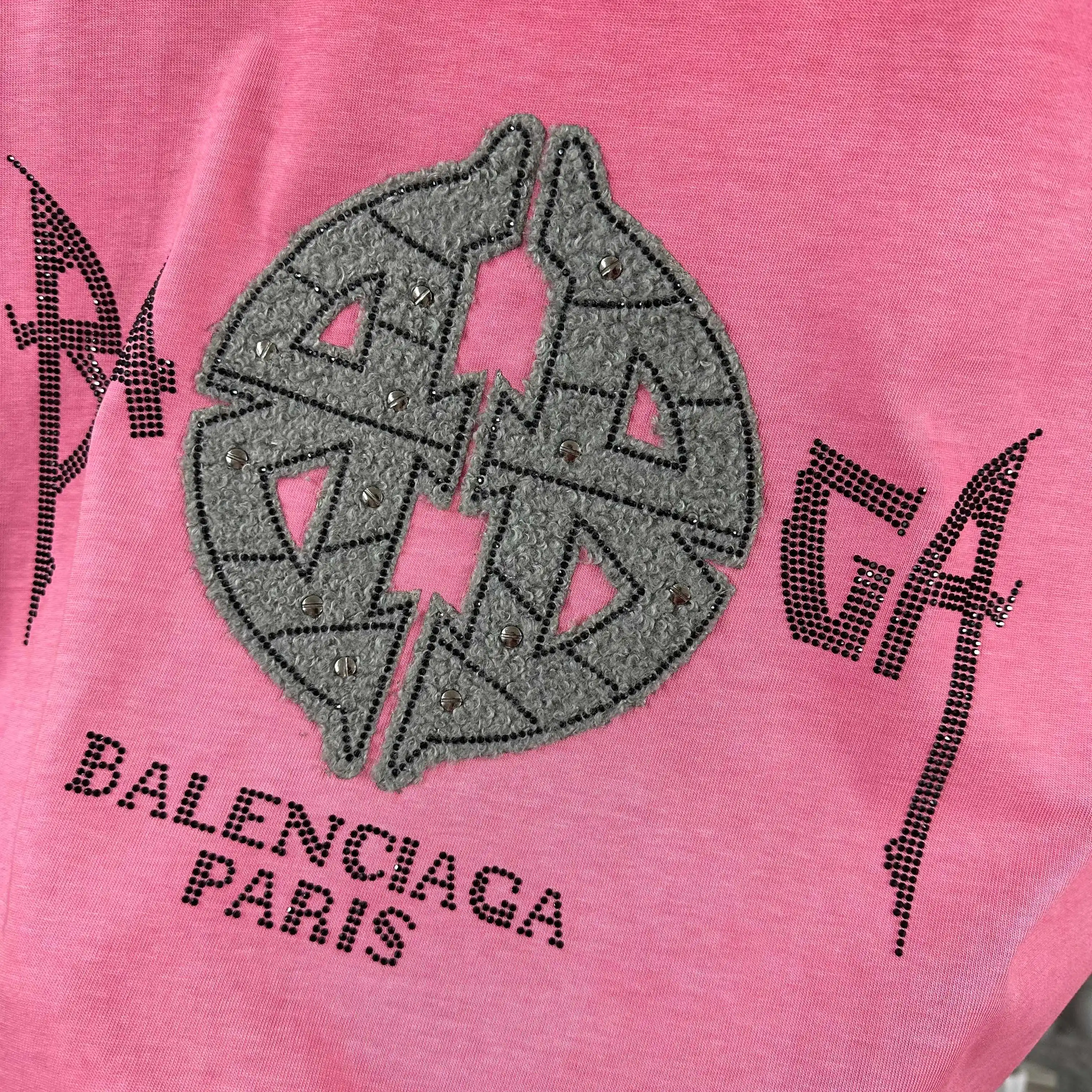 Distressed Rhinestone Logo Cotton T-Shirt D15012071 — view 6