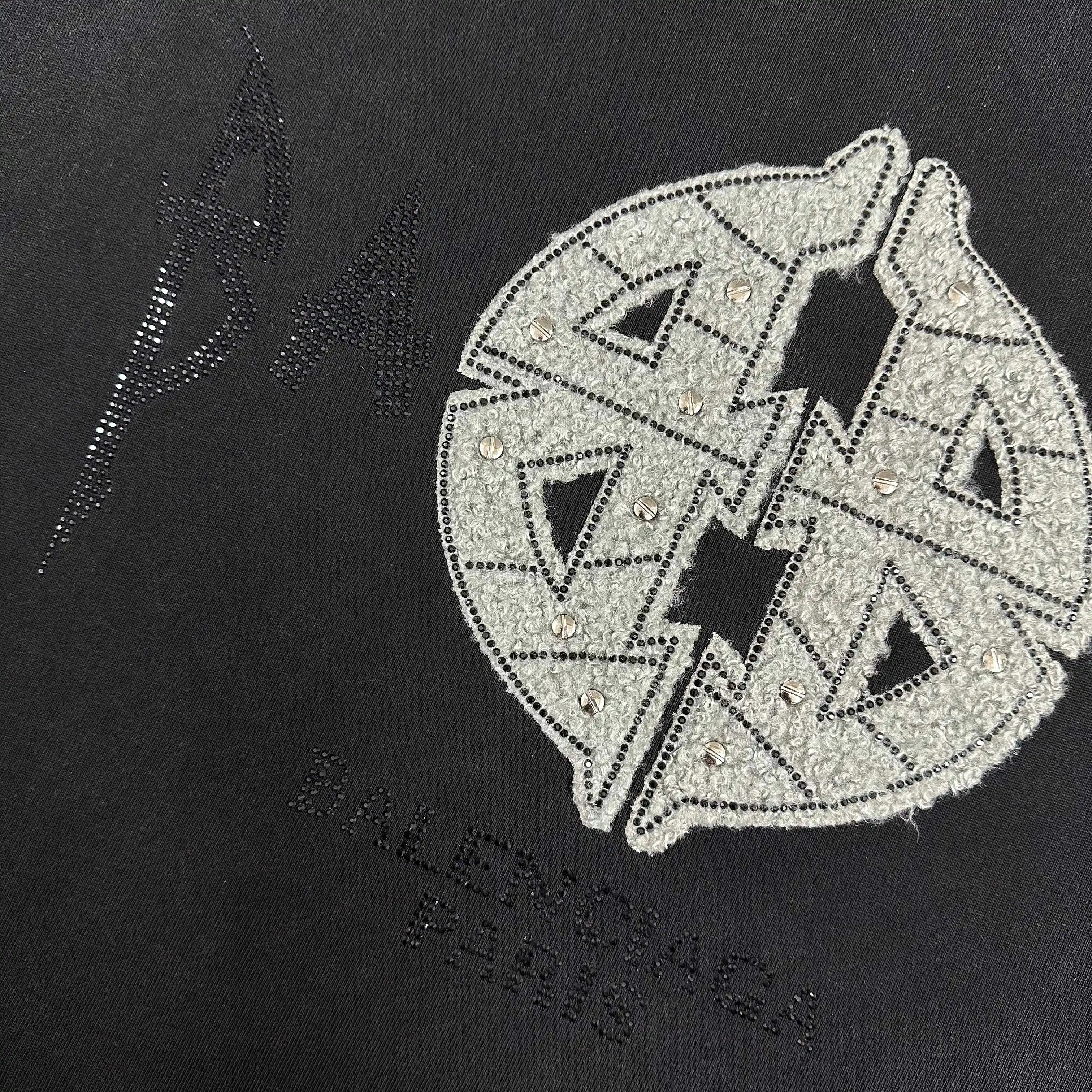 Distressed Rhinestone Logo Cotton T-Shirt D15012070 — view 7