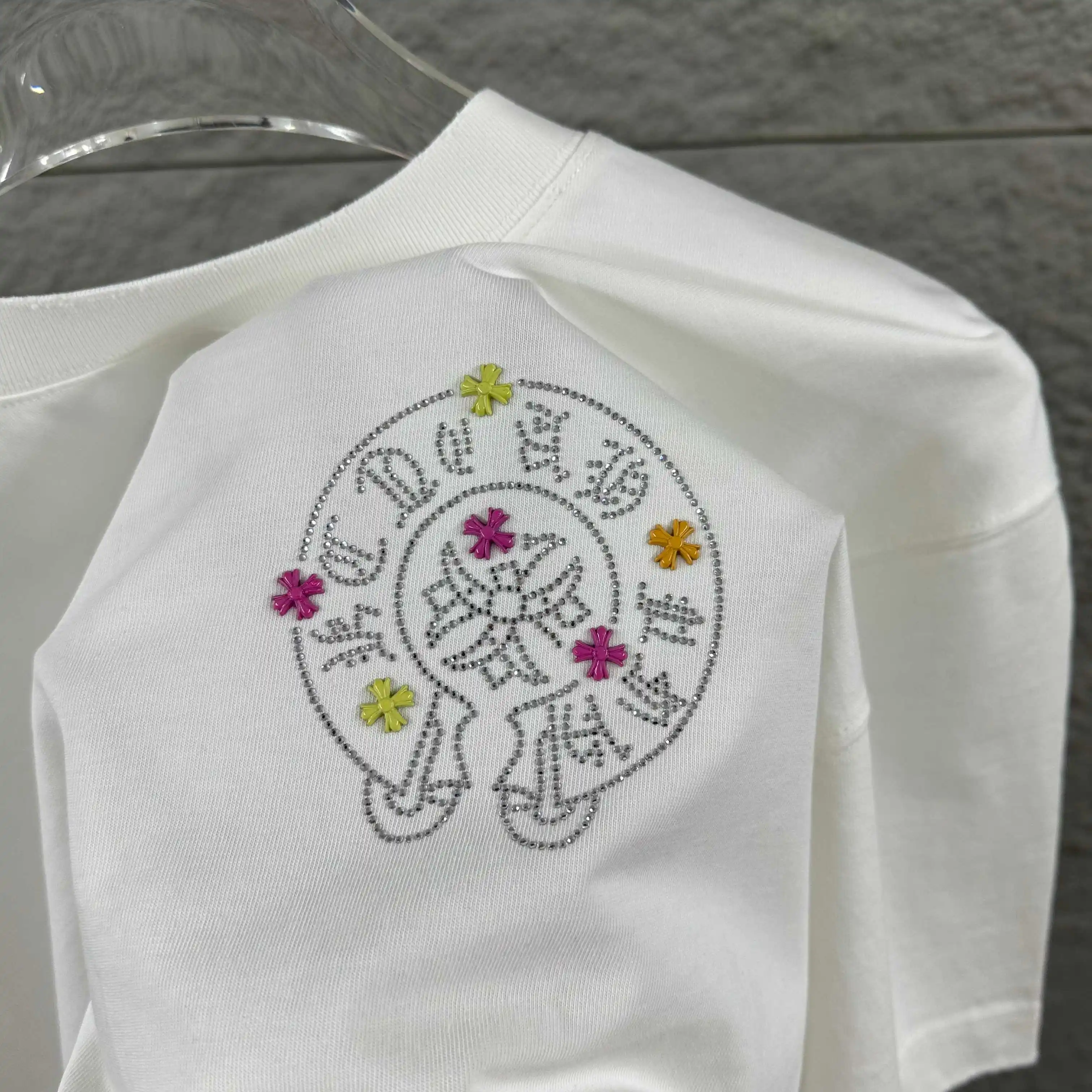 Rhinestone Embellished Distressed Cotton T-Shirt D15012073 — view 5