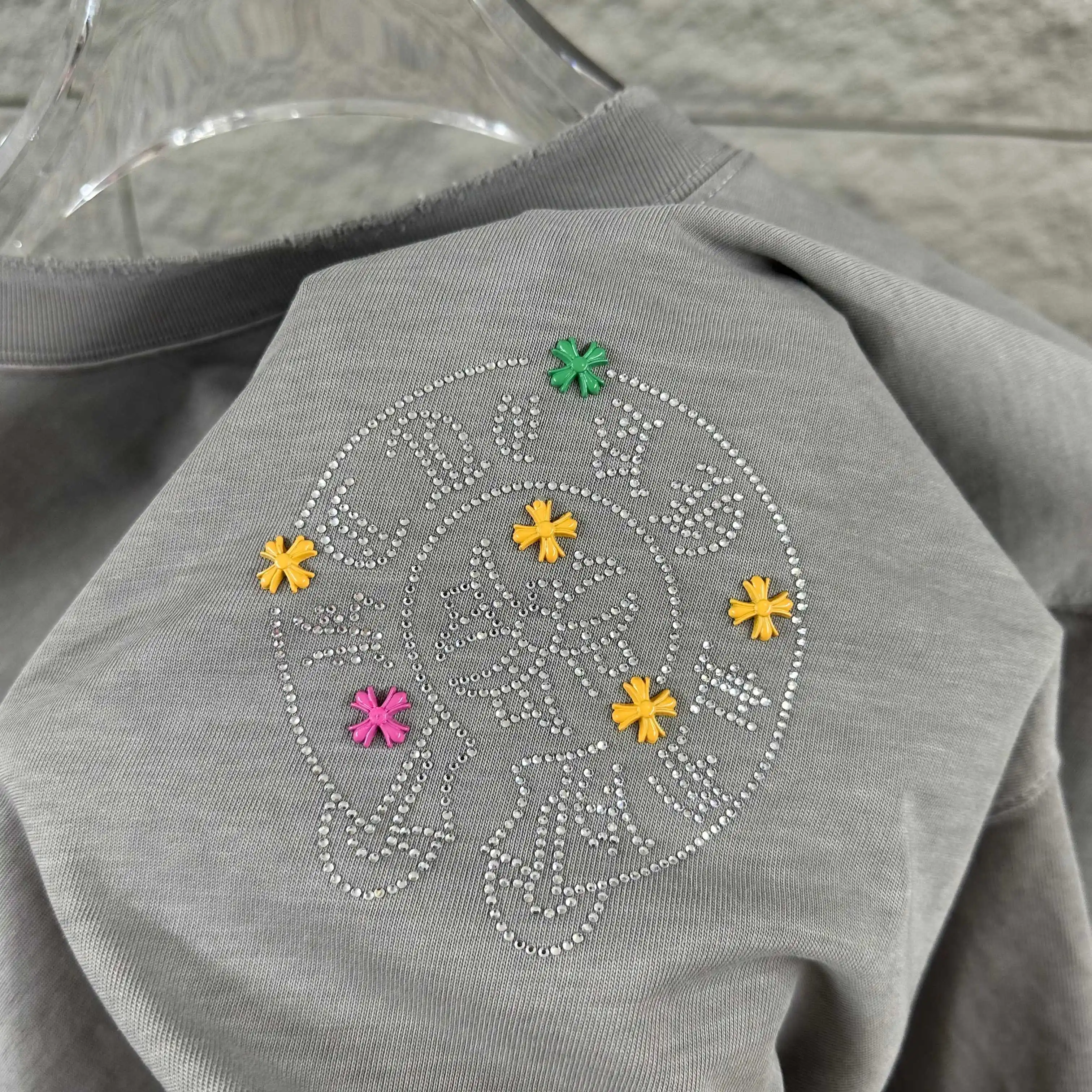 Rhinestone Embellished Distressed Cotton T-Shirt D15012074 — view 5