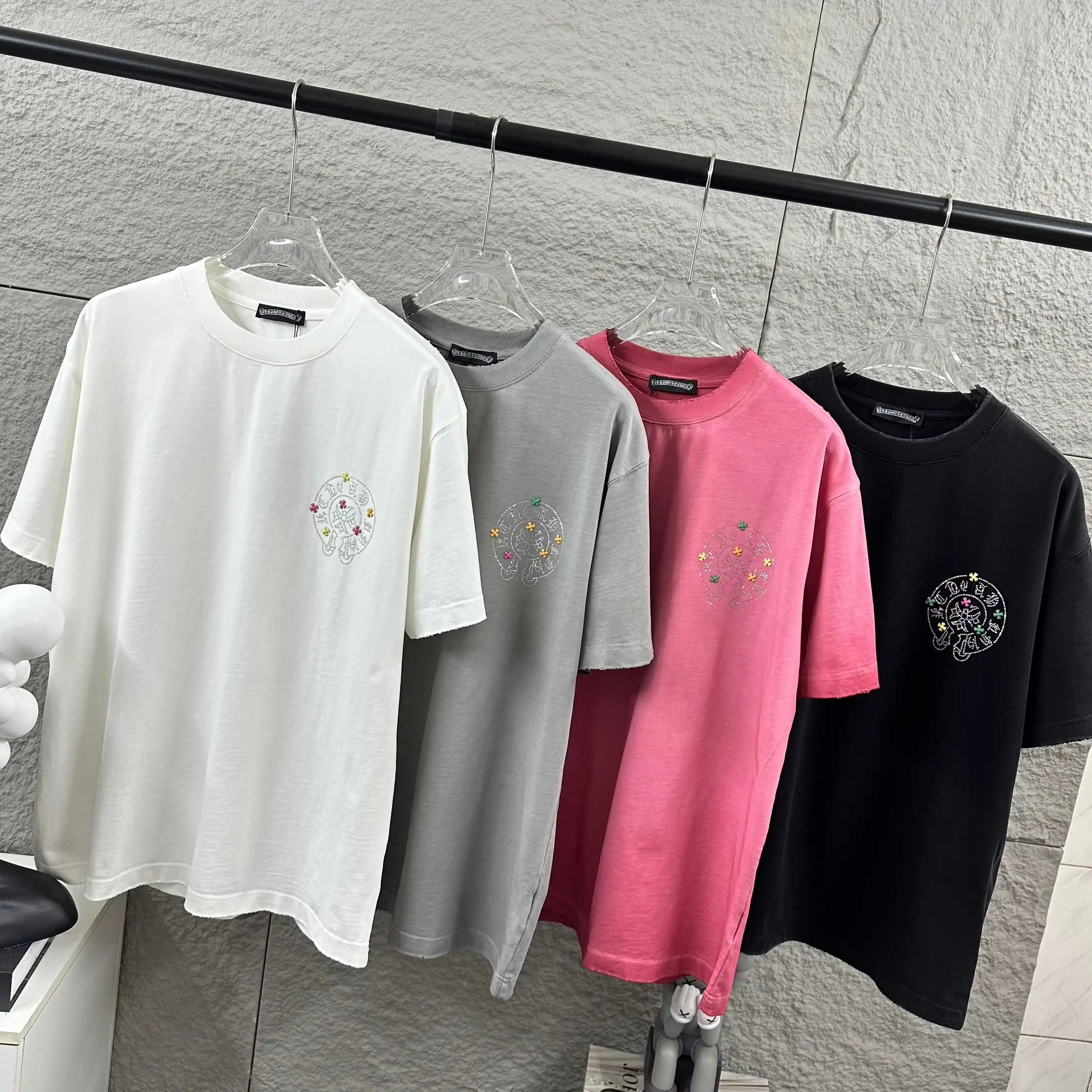 Rhinestone Embellished Distressed Cotton T-Shirt D15012074 — view 8