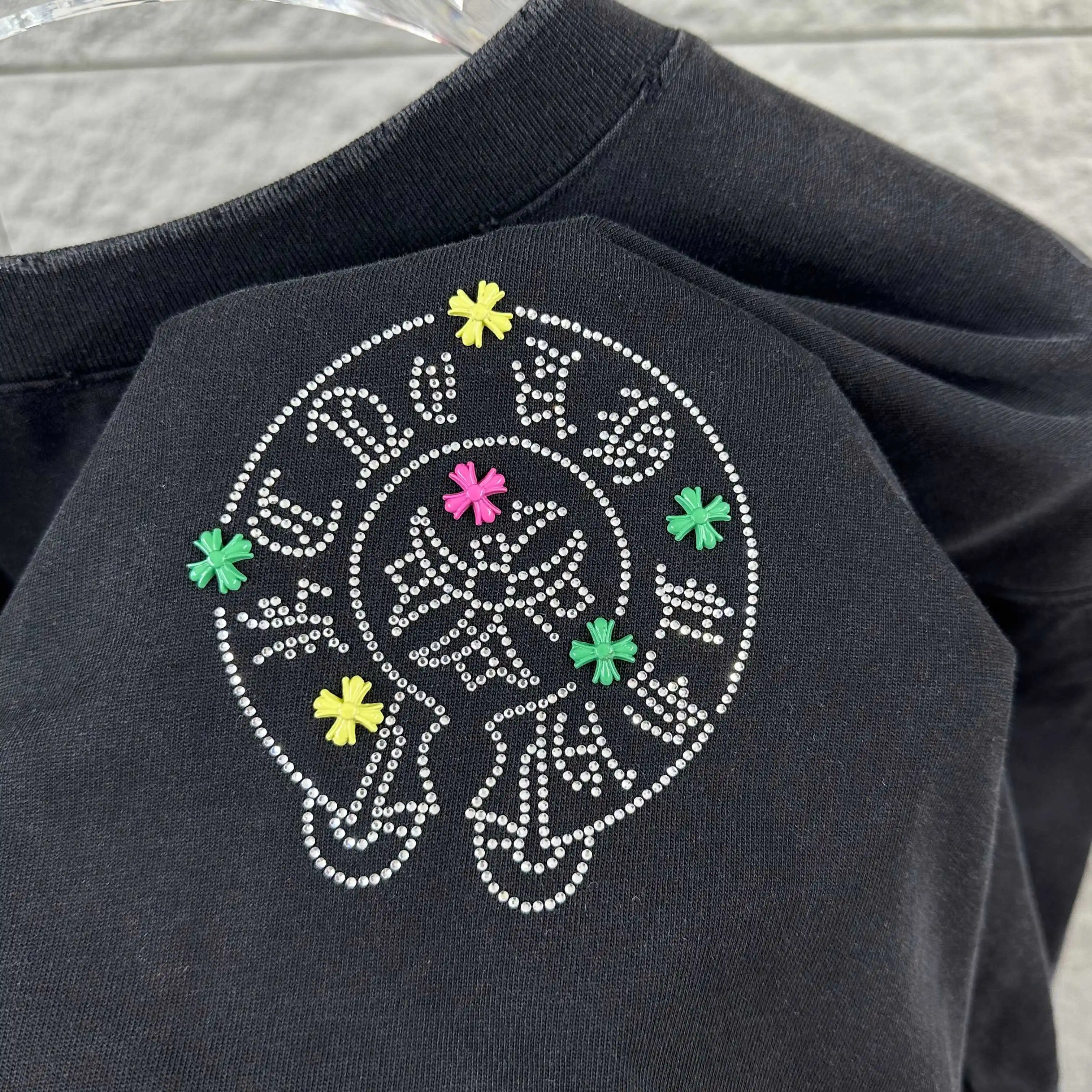 Rhinestone Horseshoe Logo Cotton T-Shirt D15012075 — view 3