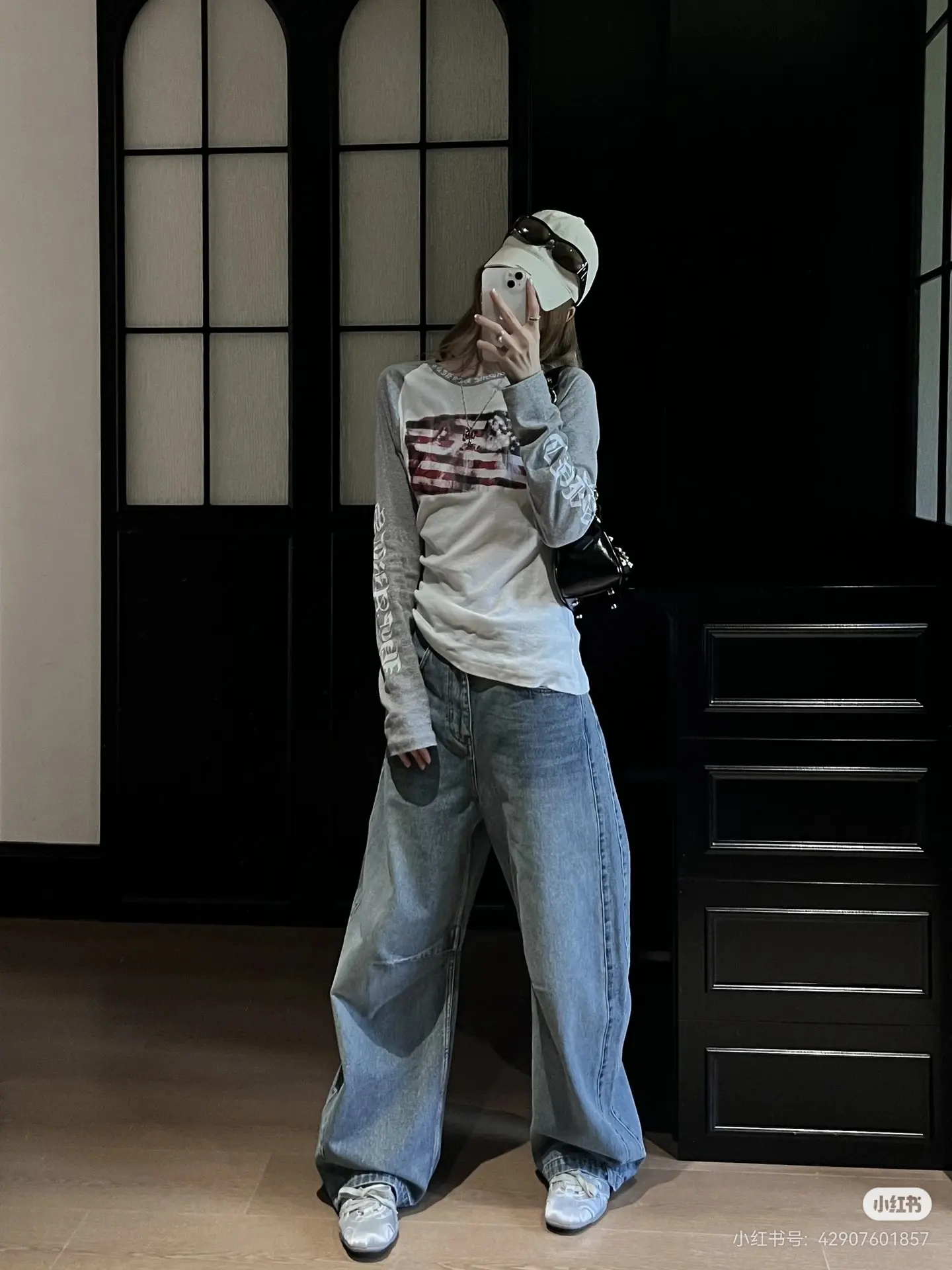 American Flag Print Raglan Long-Sleeve T-Shirt D15522466 — view 3