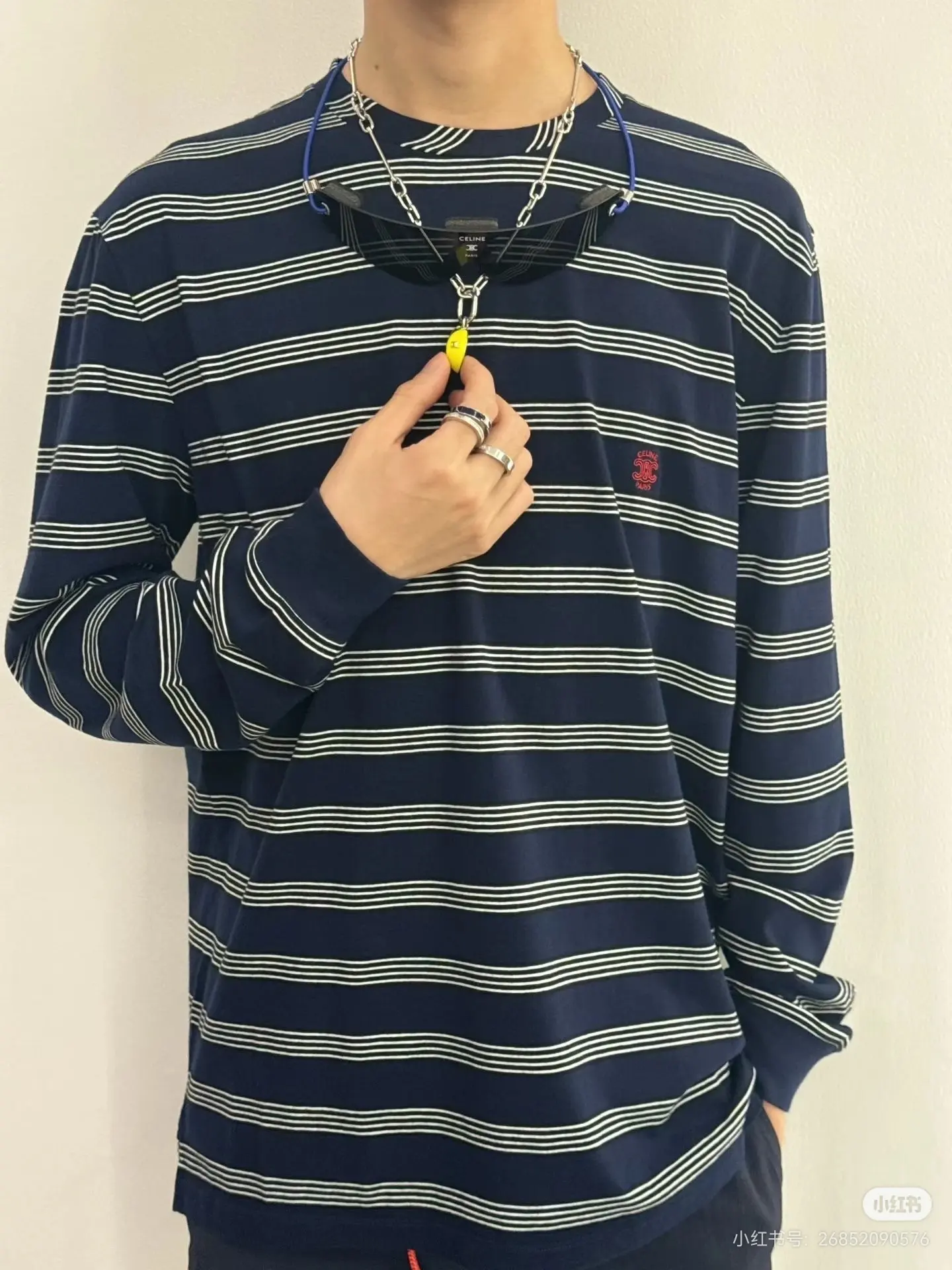 Triomphe Embroidered Striped Long-Sleeve T-Shirt D15522391 — view 4