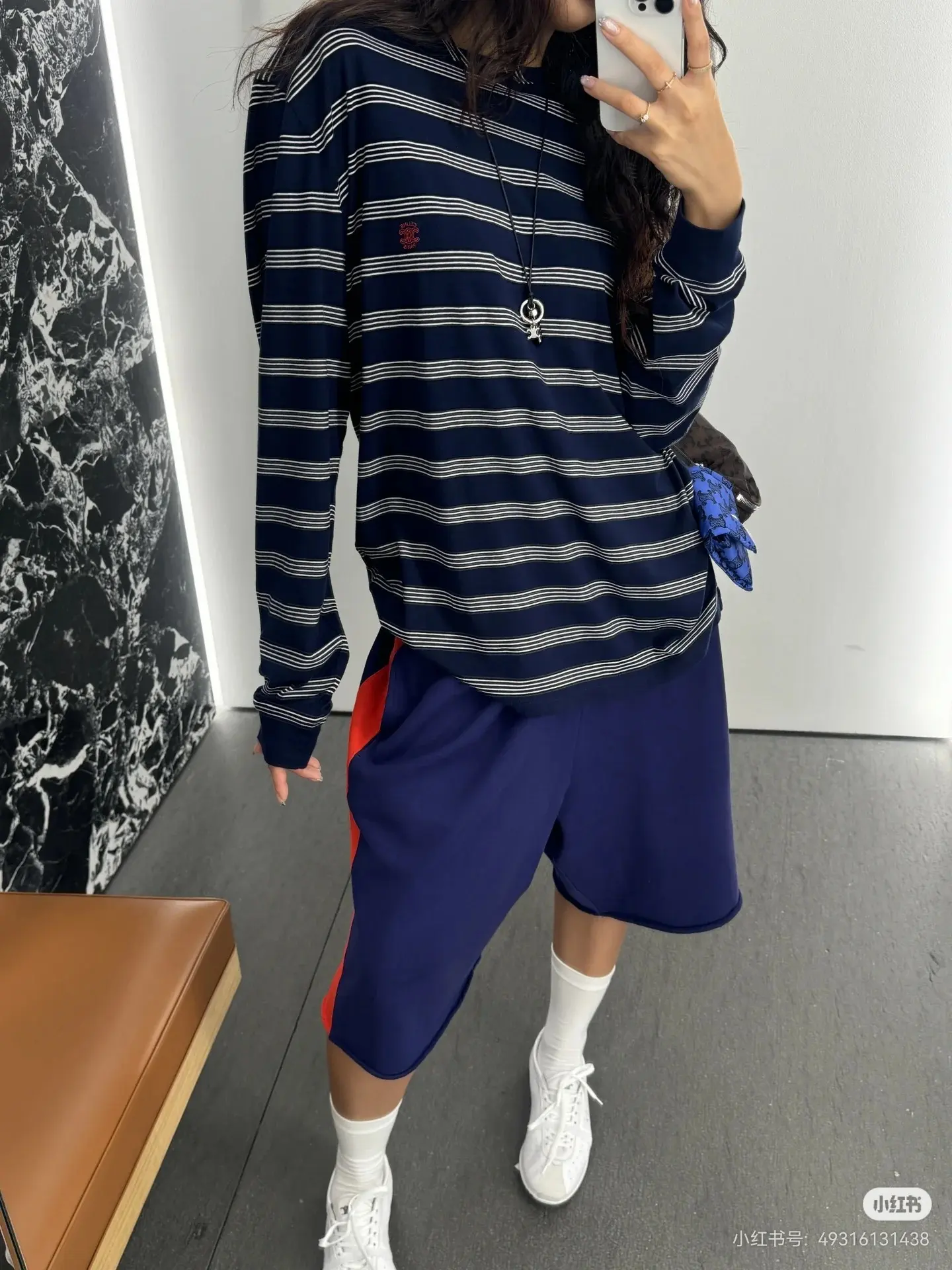 Triomphe Embroidered Striped Long-Sleeve T-Shirt D15522391 — view 5