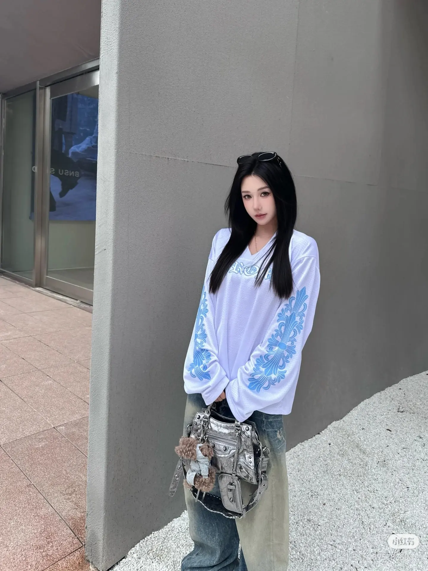 Oversized Mesh Hockey Jersey Sweatshirt D15522302 — view 3