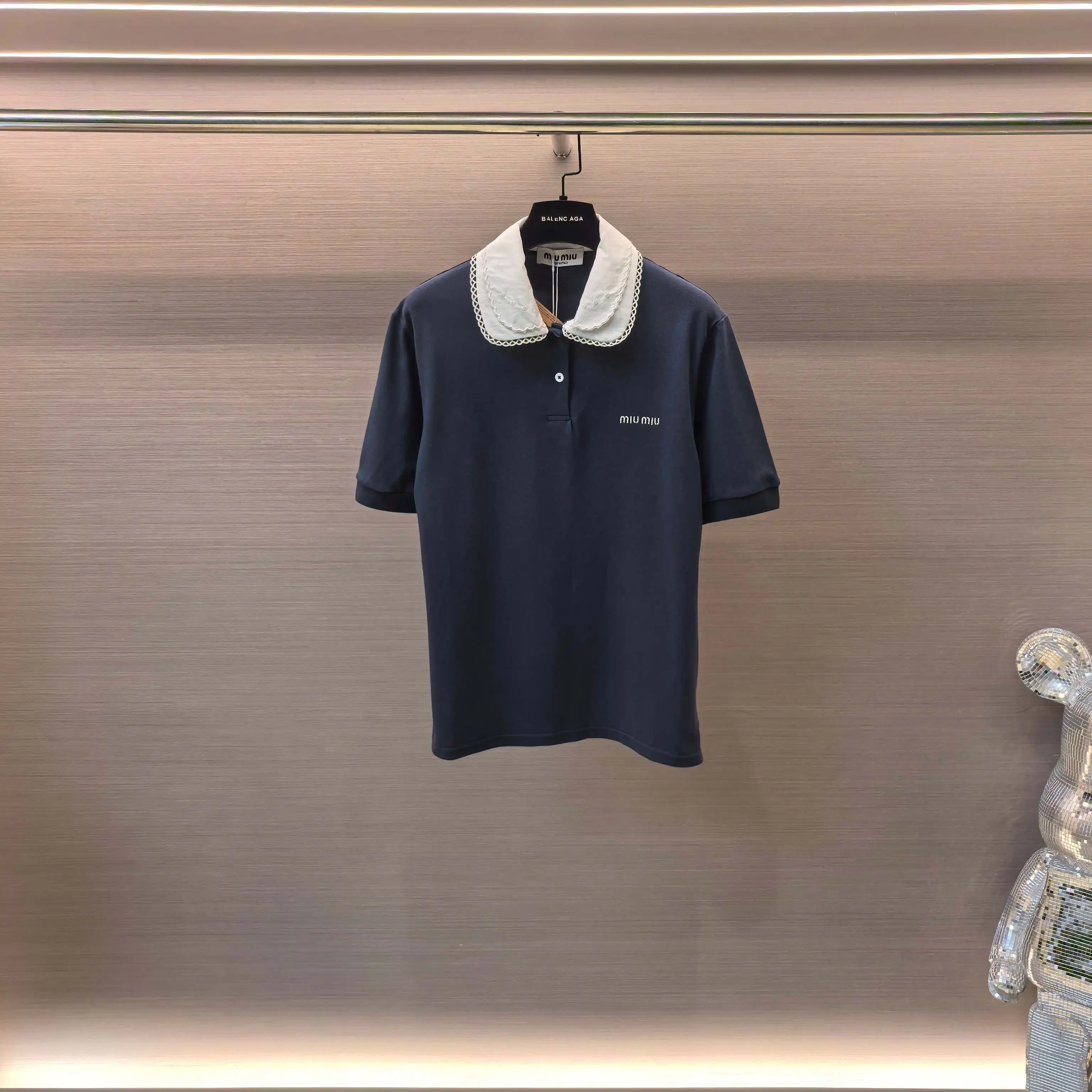 Lace Peter Pan Collar Embroidered Polo Shirt D15522350