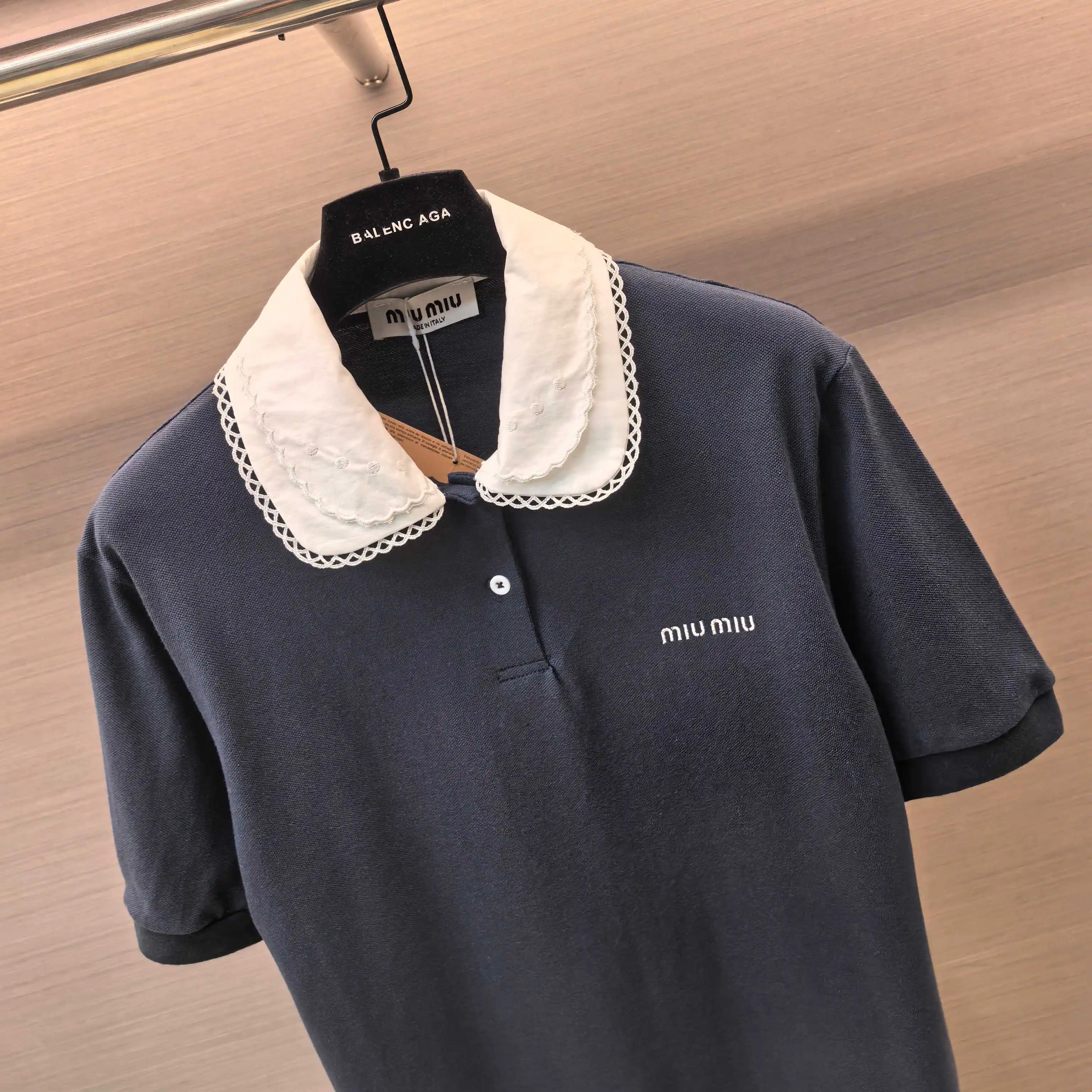 Lace Peter Pan Collar Embroidered Polo Shirt D15522350 — view 3