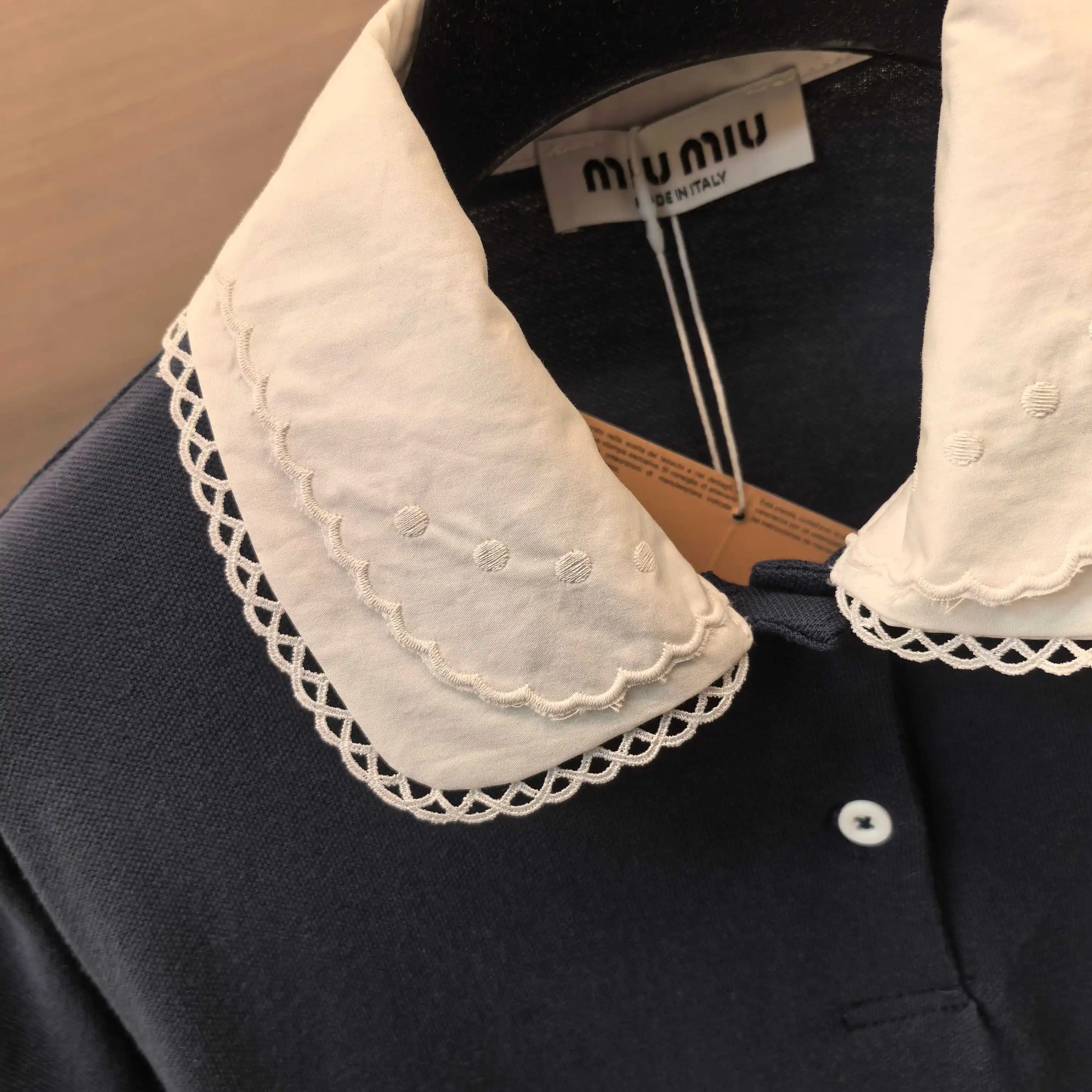 Lace Peter Pan Collar Embroidered Polo Shirt D15522350 — view 5