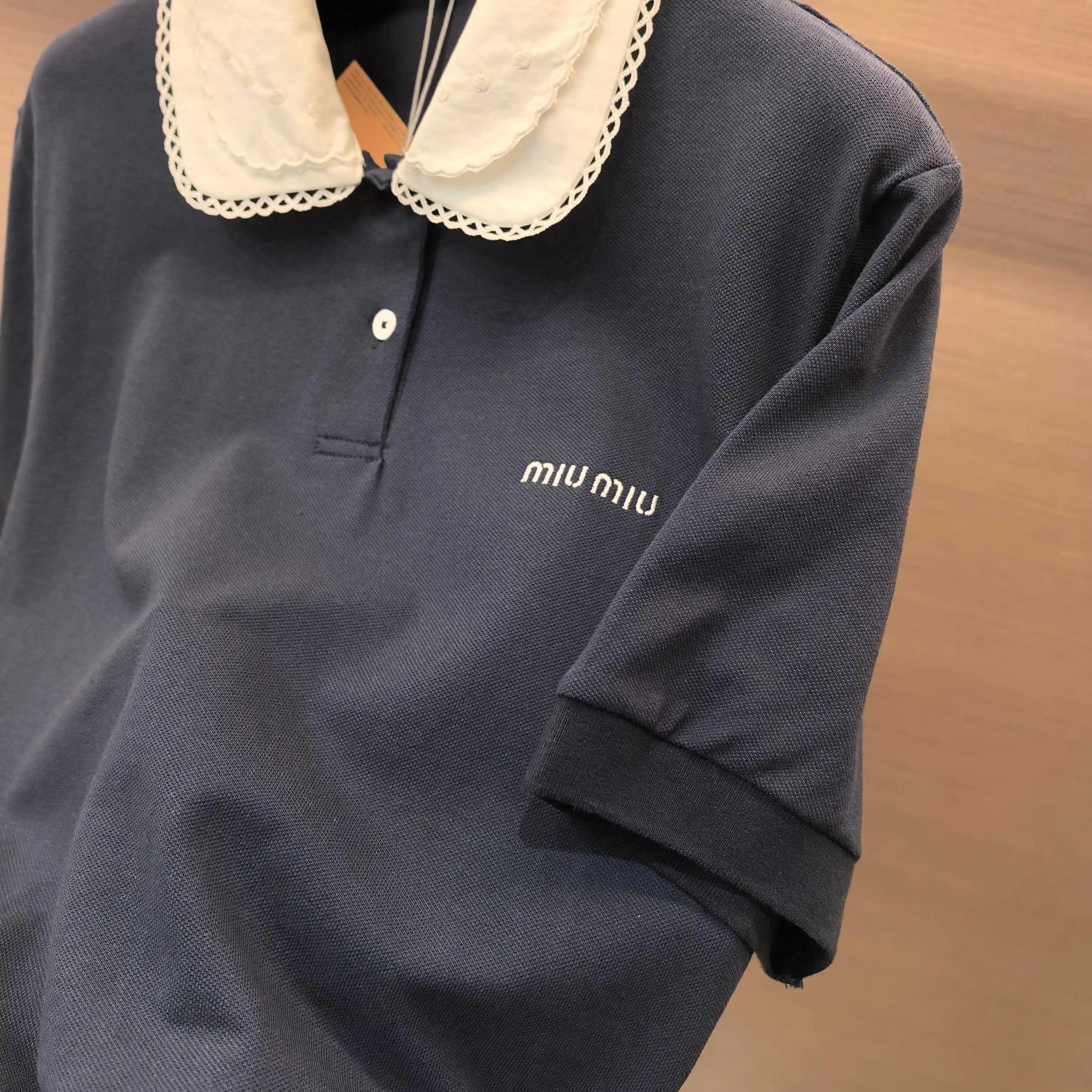 Lace Peter Pan Collar Embroidered Polo Shirt D15522350 — view 6