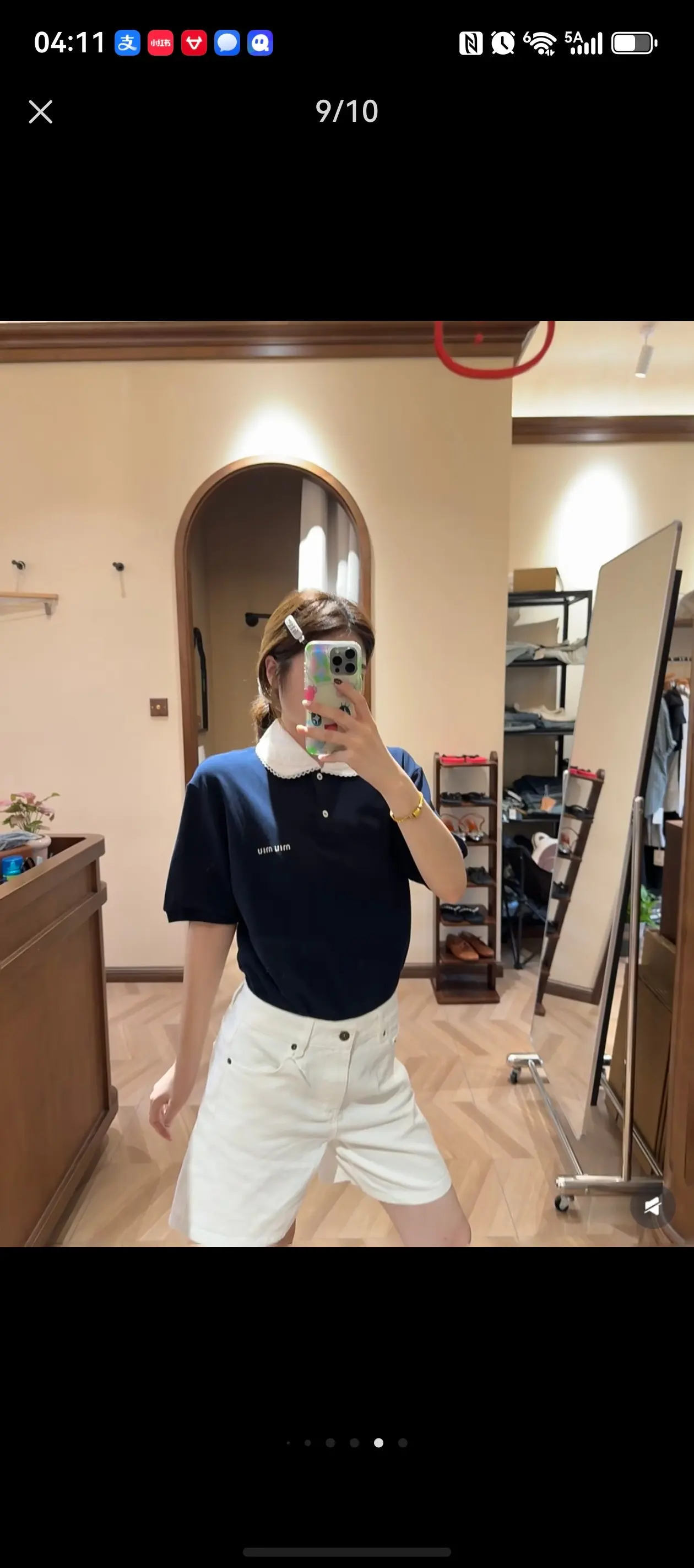 Lace Peter Pan Collar Embroidered Polo Shirt D15522349 — view 9
