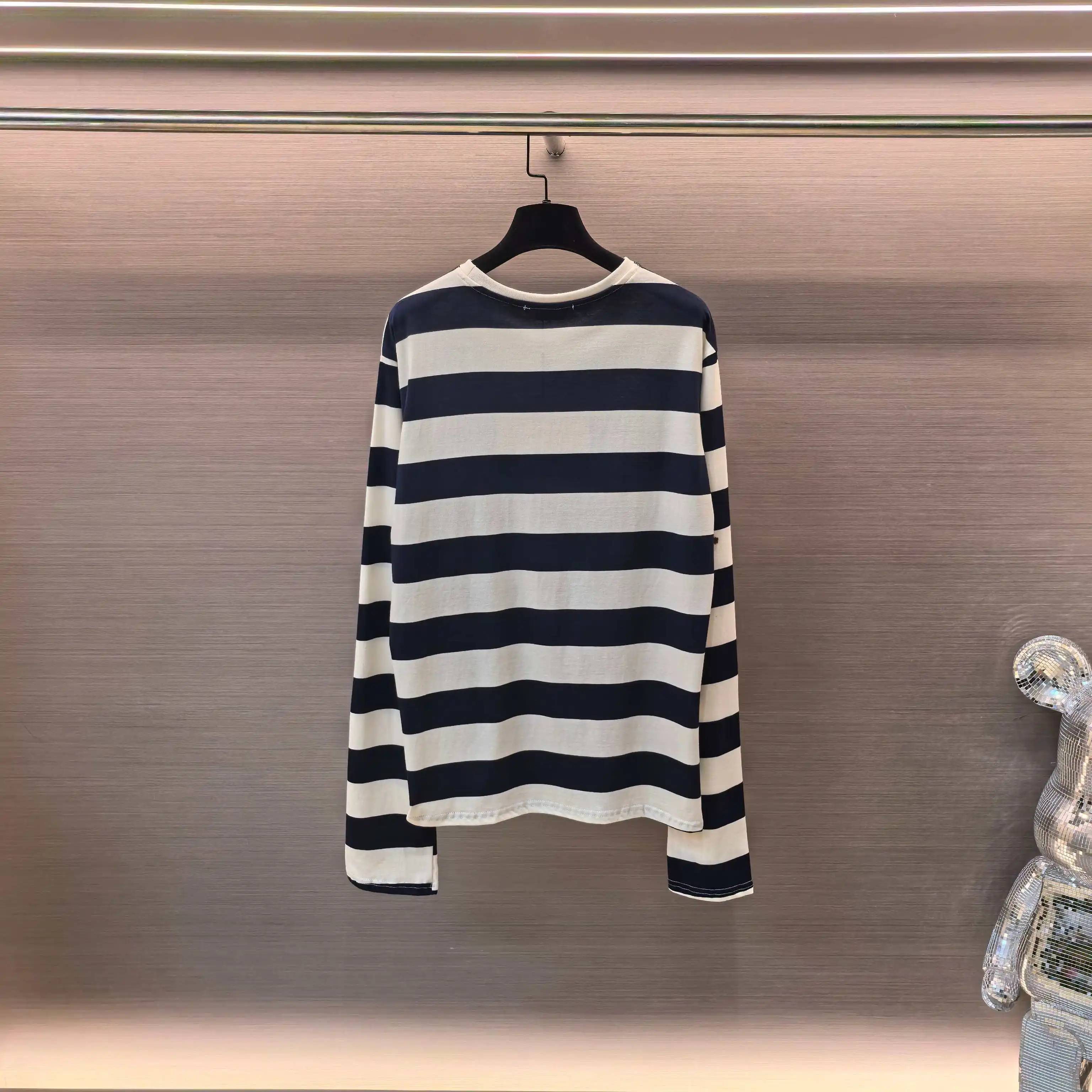 Striped Long-Sleeve Cotton T-Shirt D15522469 — view 2