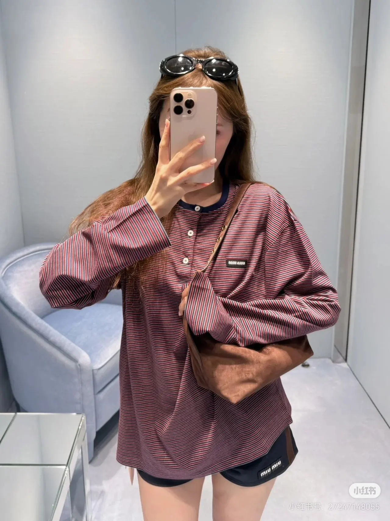 Striped Cotton-Jersey Henley Top D16522480 — view 9