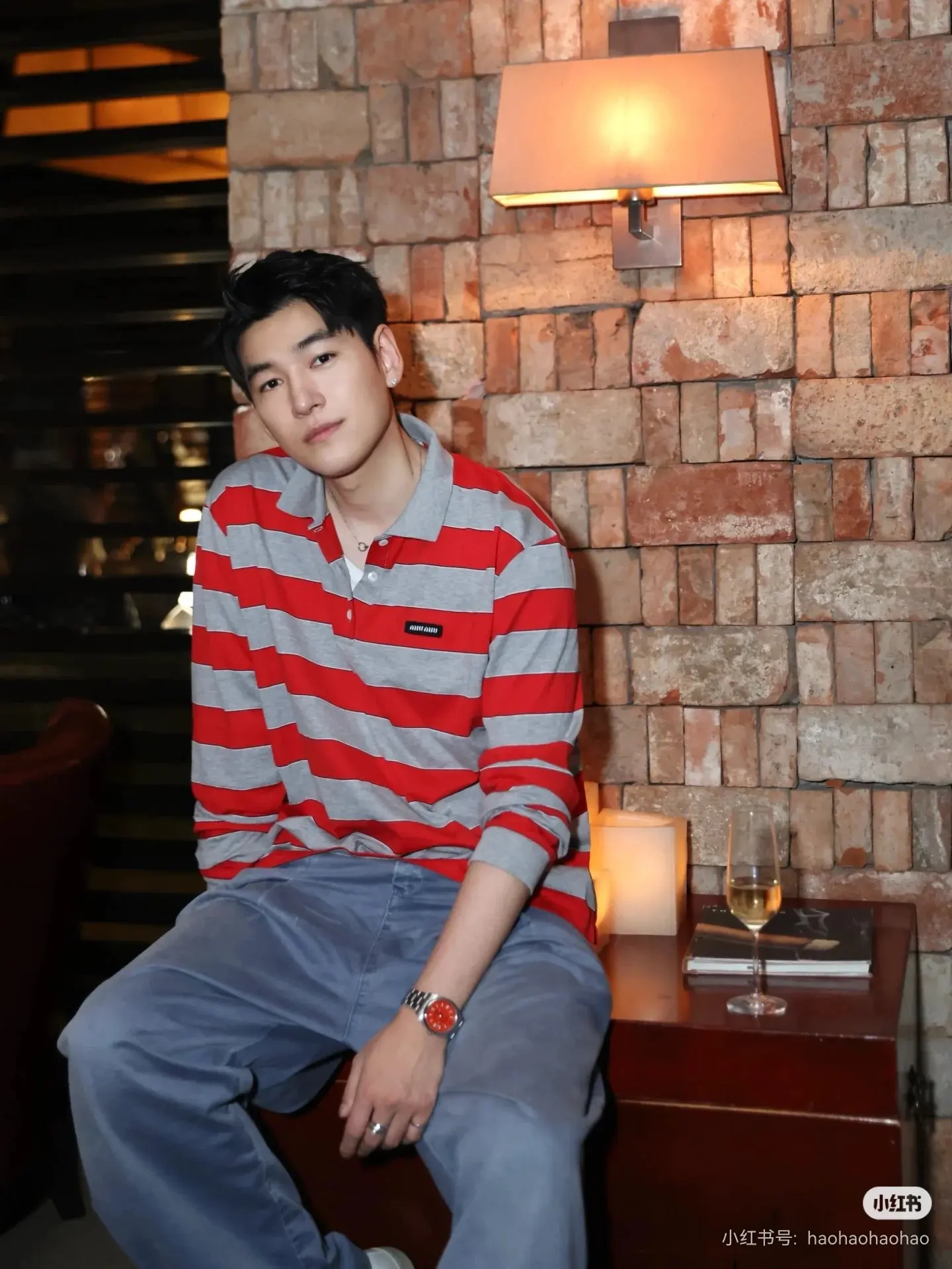 Striped Long-Sleeve Polo Shirt D16522514