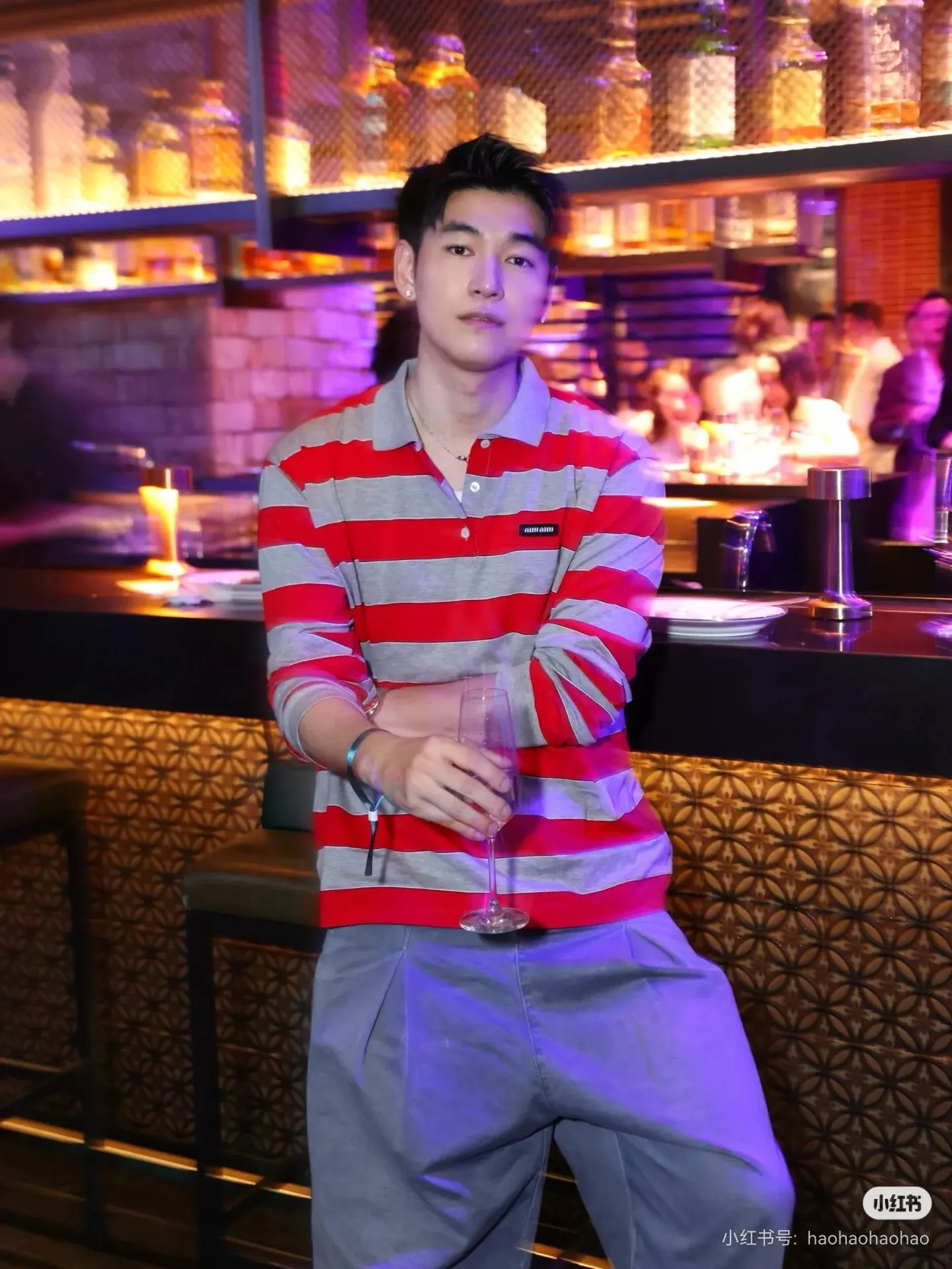 Striped Long-Sleeve Polo Shirt D16522514 — view 2