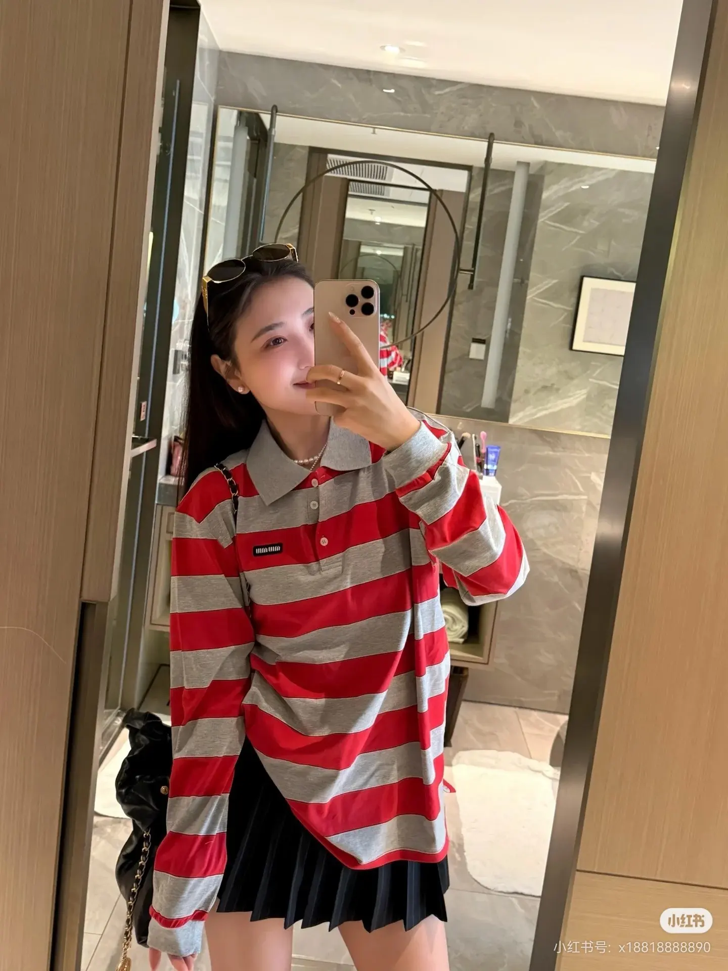 Striped Long-Sleeve Polo Shirt D16522515 — view 5